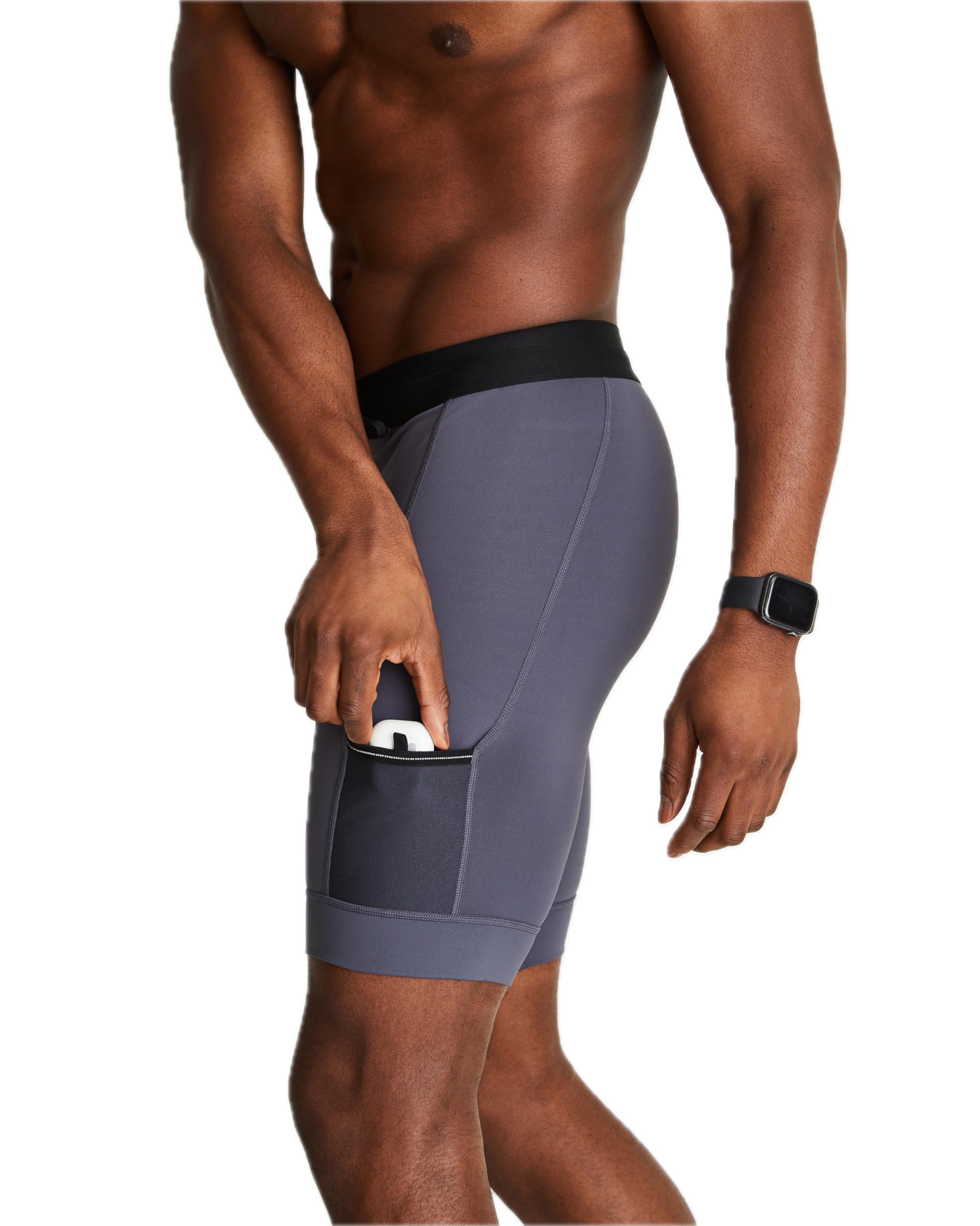 WOLACO Men's Sprint Half Tight Compression Shorts with Phone Pocket - Running, Workout & Training Shorts for Active Lifestyles
