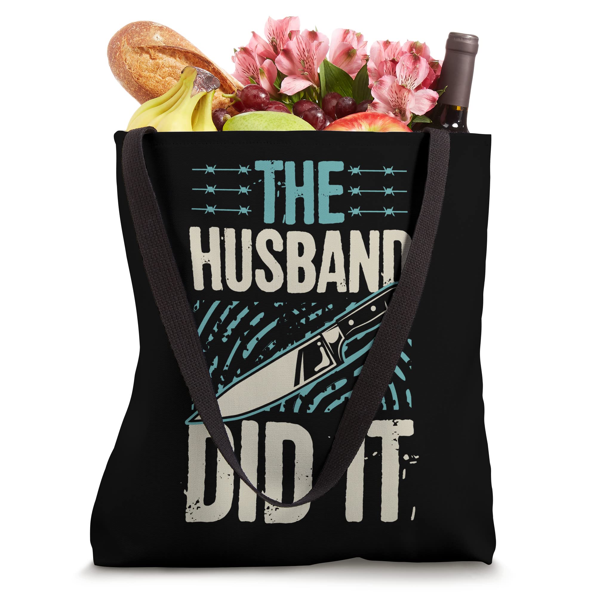 Funny True Crime Fan Tote Bag - 'The Husband Did It' Novelty Design - Perfect for Crime Podcast Lovers, Book Club Meetings & Mystery Enthusiasts