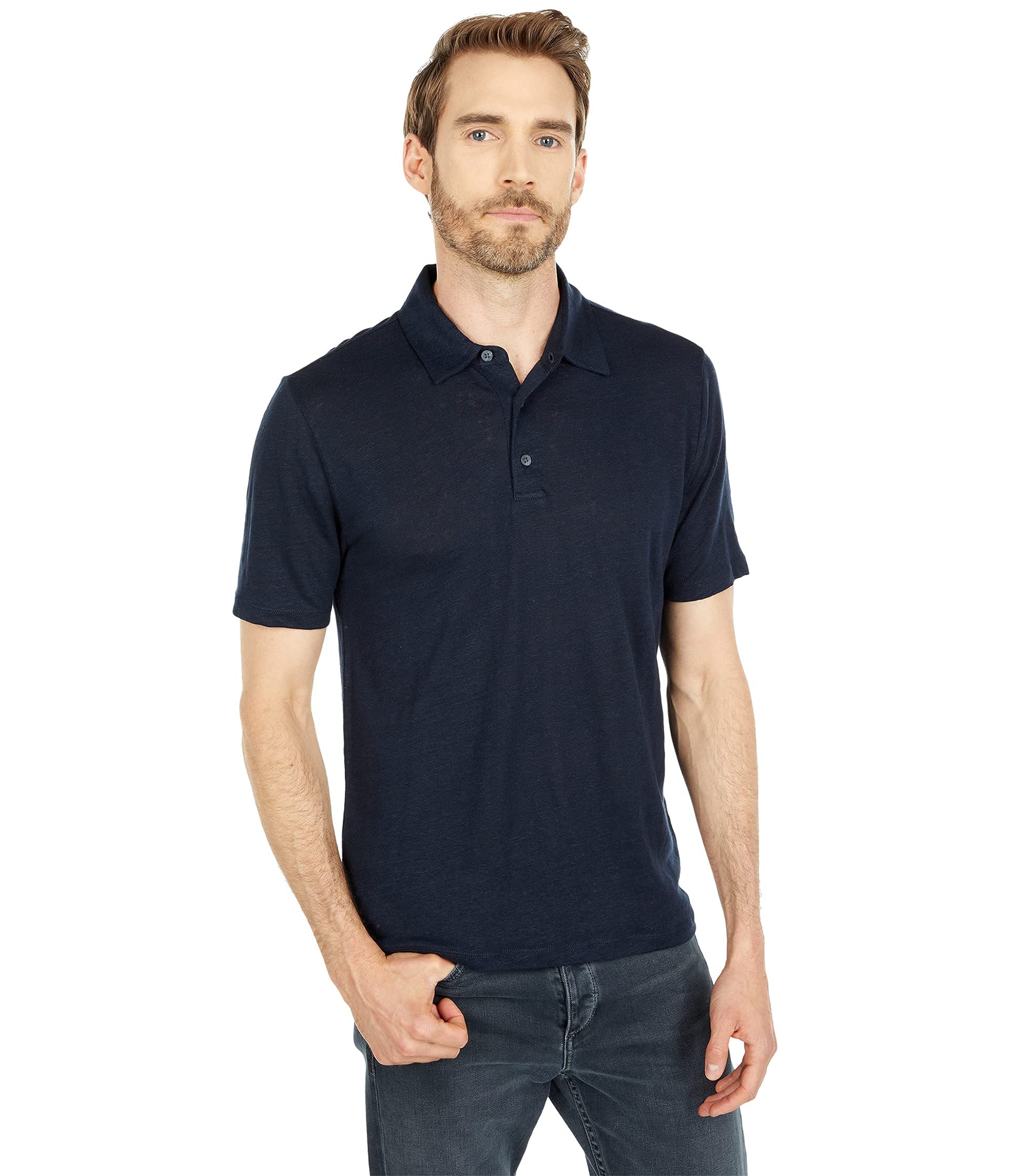 Vince Men's Linen Polo Shirt - Breathable Summer Short Sleeve Button Down Casual Shirt for Golf, Beach & Outdoor Activities