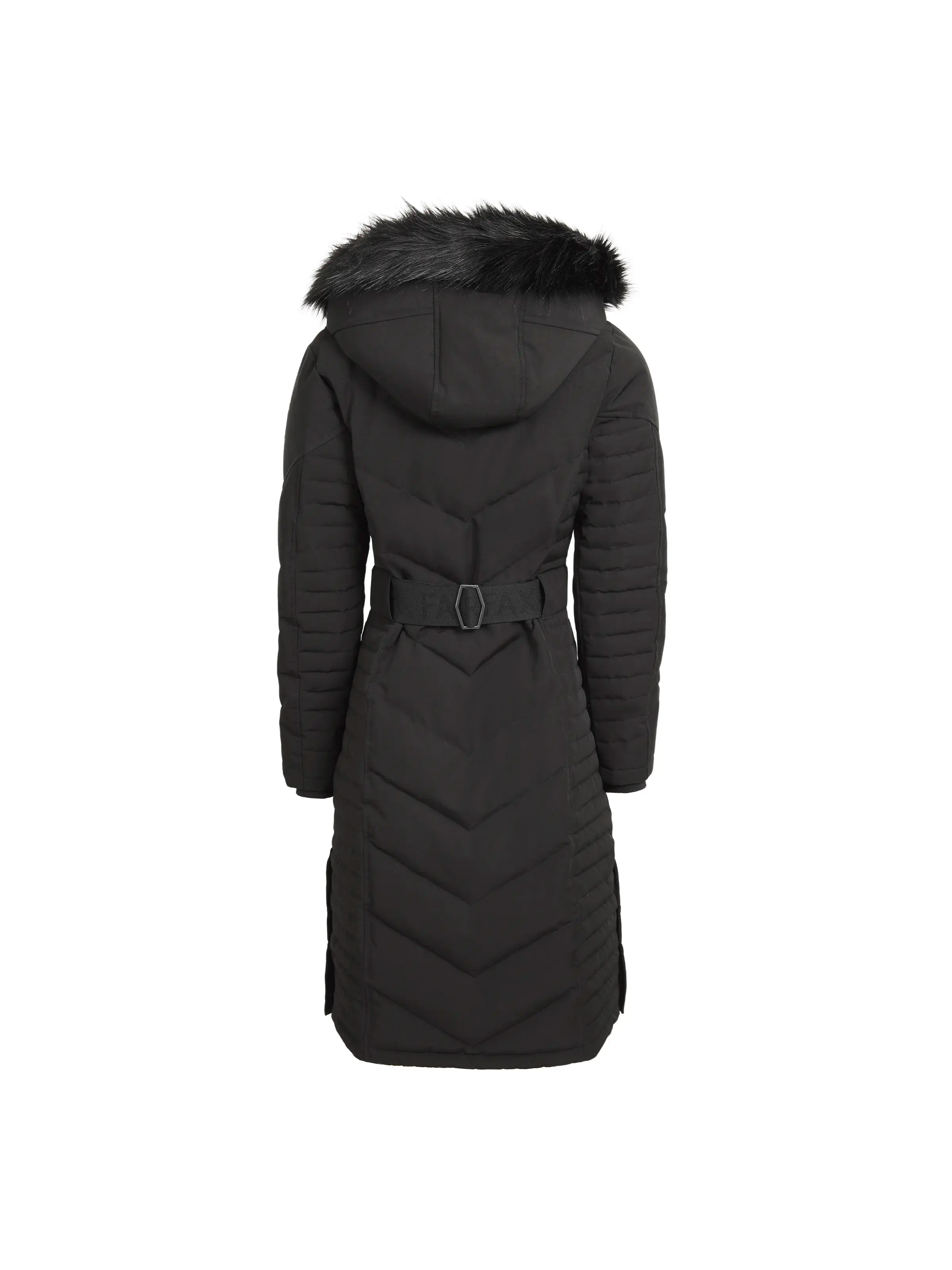 Charlotte Padded Longline Coat for Women - Warm Winter Jacket with Hood, Black - Perfect for Cold Weather, Outdoor Activities & Fashion Layering