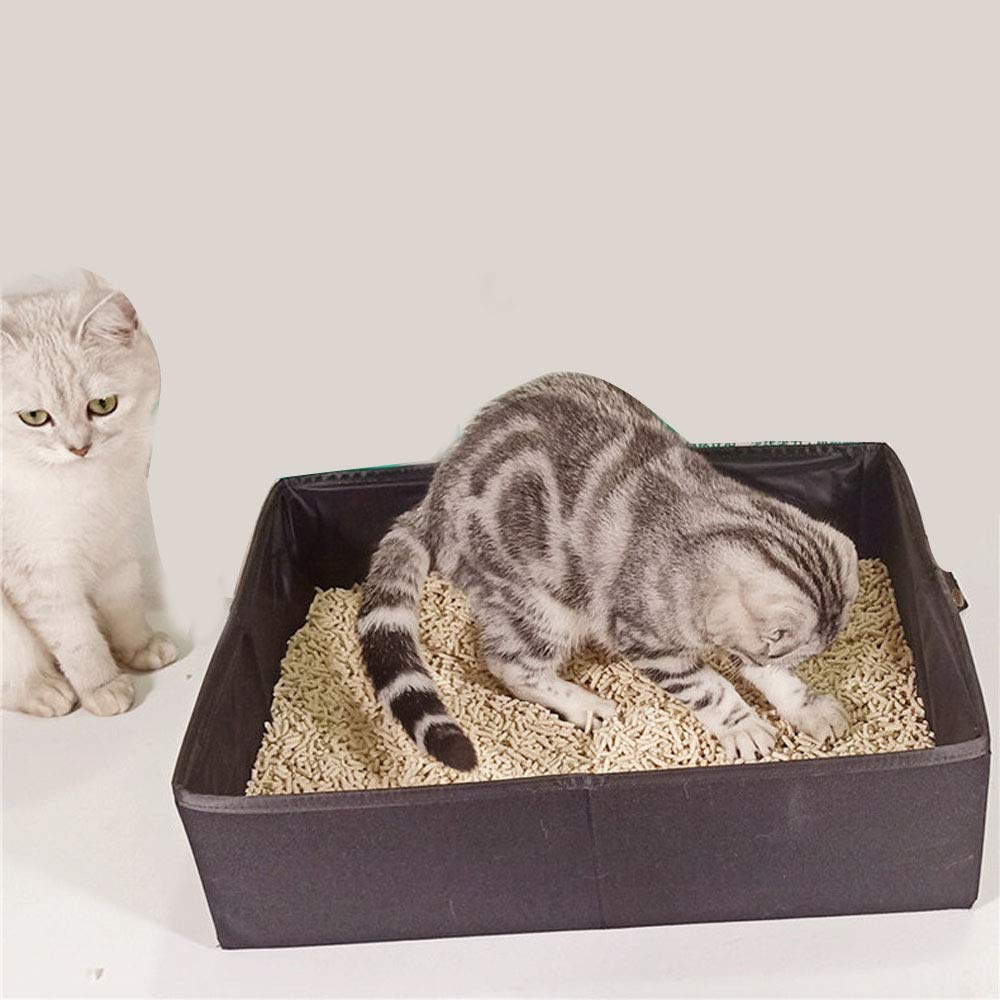 Foldable Waterproof Collapsible Cat Litter Box - Portable Travel Litter Pan for Cats - Green | Ideal for Camping, Road Trips & Small Spaces