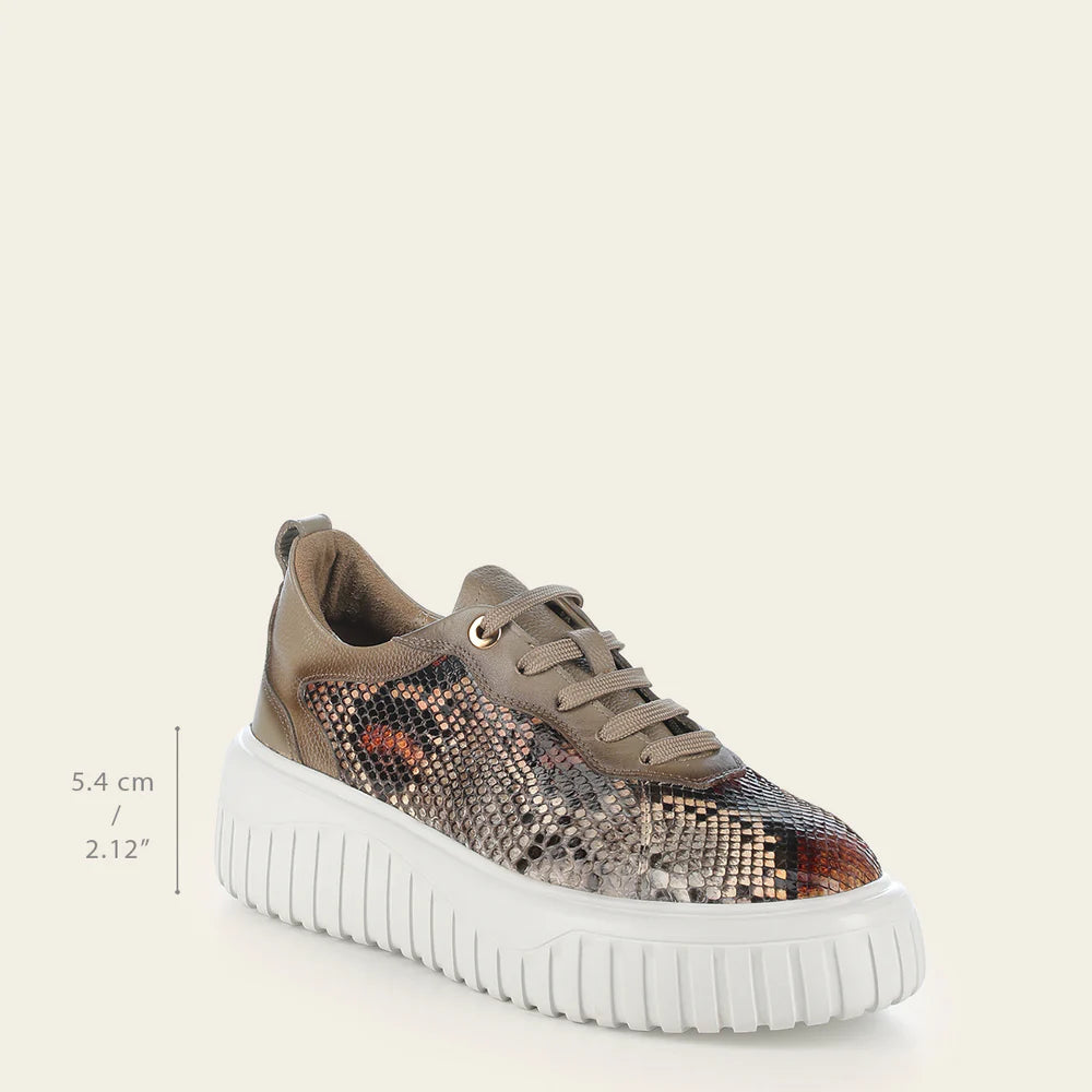 Cuadra Women's Beige Python Sneakers - Stylish & Comfortable Casual Shoes for Walking, Travel & Everyday Wear