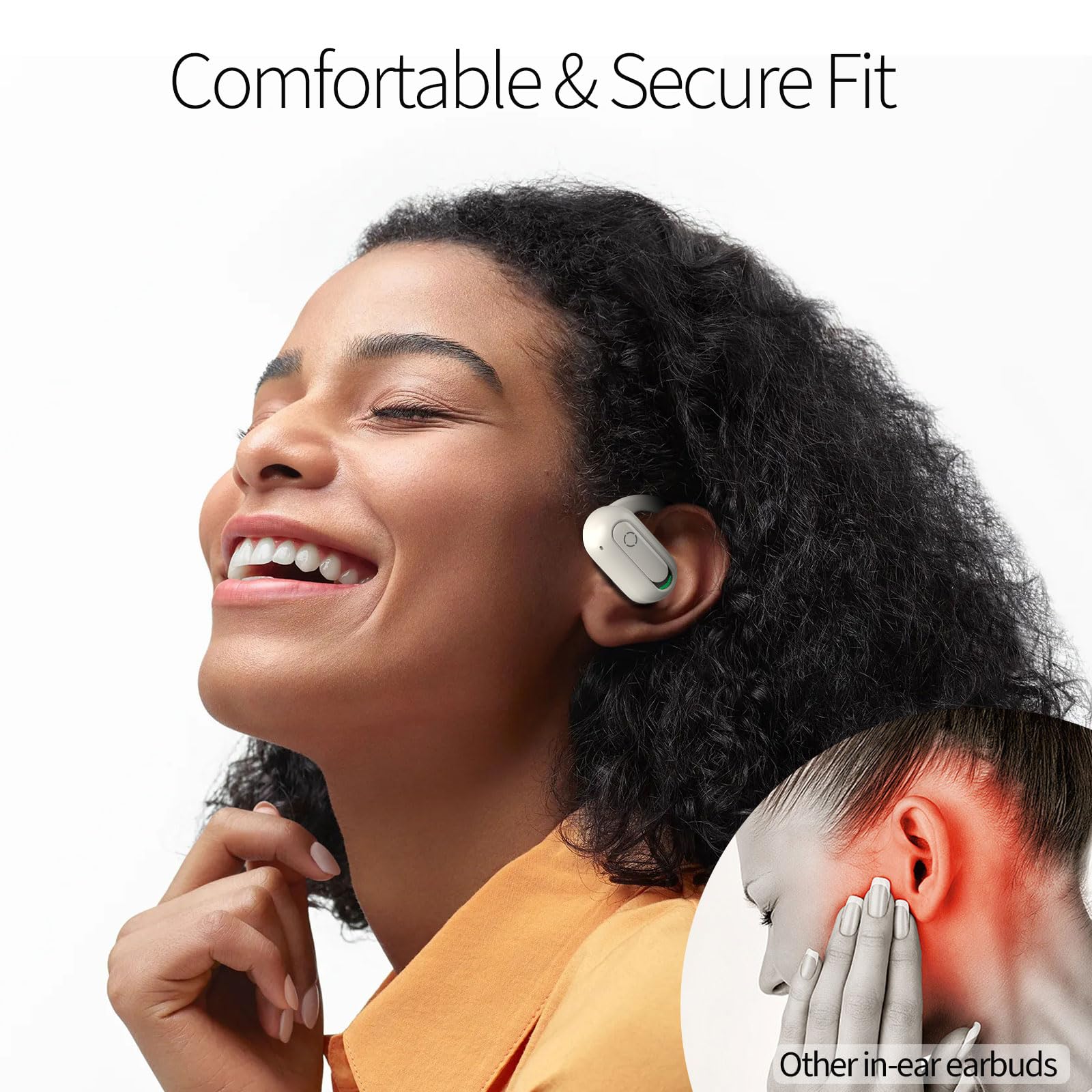 Open Ear Bluetooth 5.3 Wireless Earbuds for iPhone & Android - Rotatable Earhooks, Deep Bass, IPX7 Waterproof Headphones for Sports, Running, Cycling & Workouts - Perfect for Gym, Outdoor Activities & Office Use