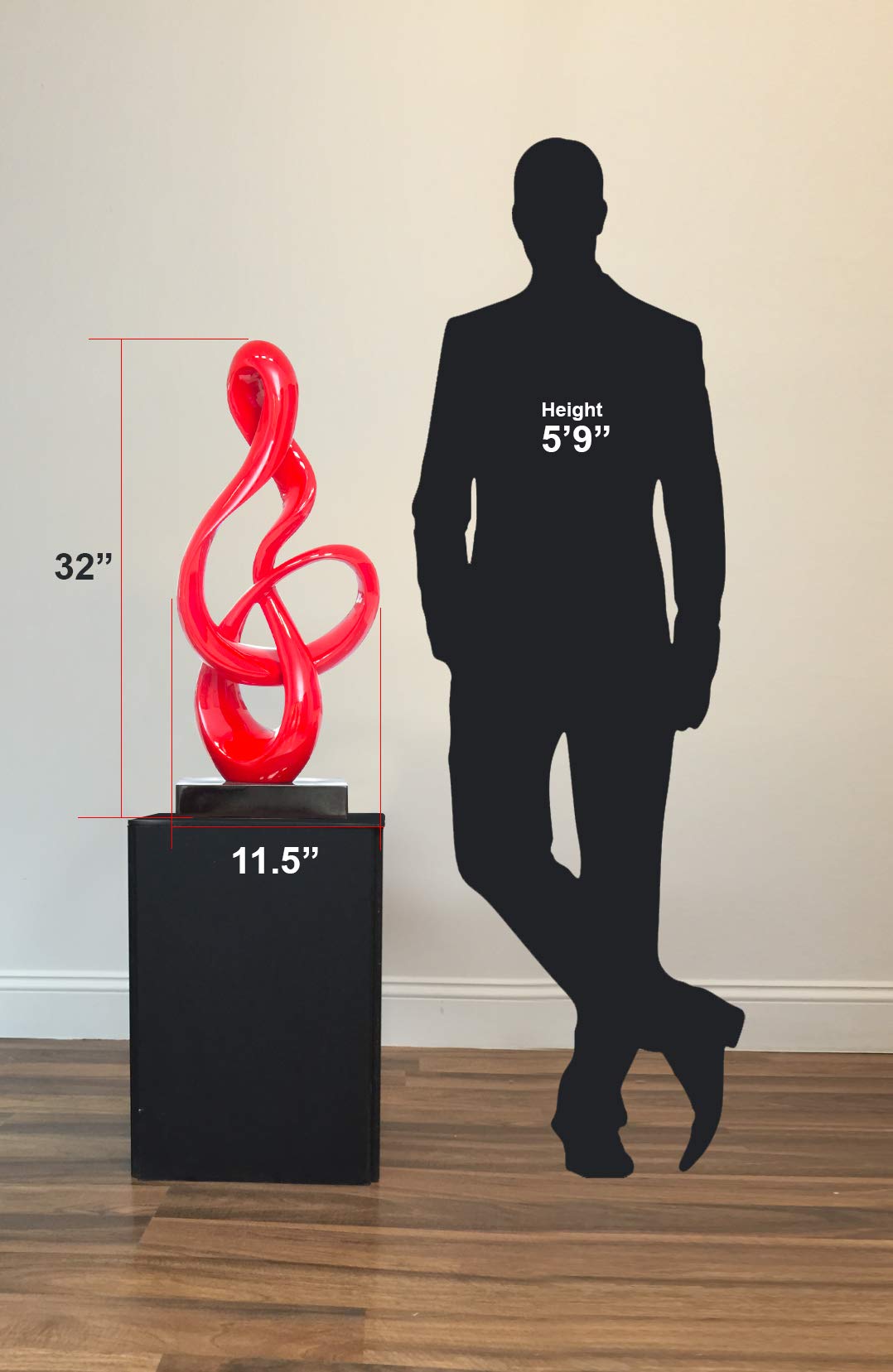 Finesse Decor Abstract Treble Music Note Wall Art | Modern Resin Sculpture & Shelf Decor | Artistic Home Decor for Living Room, Bedroom, Office (Red) - Perfect for Music Lovers & Modern Interior Design