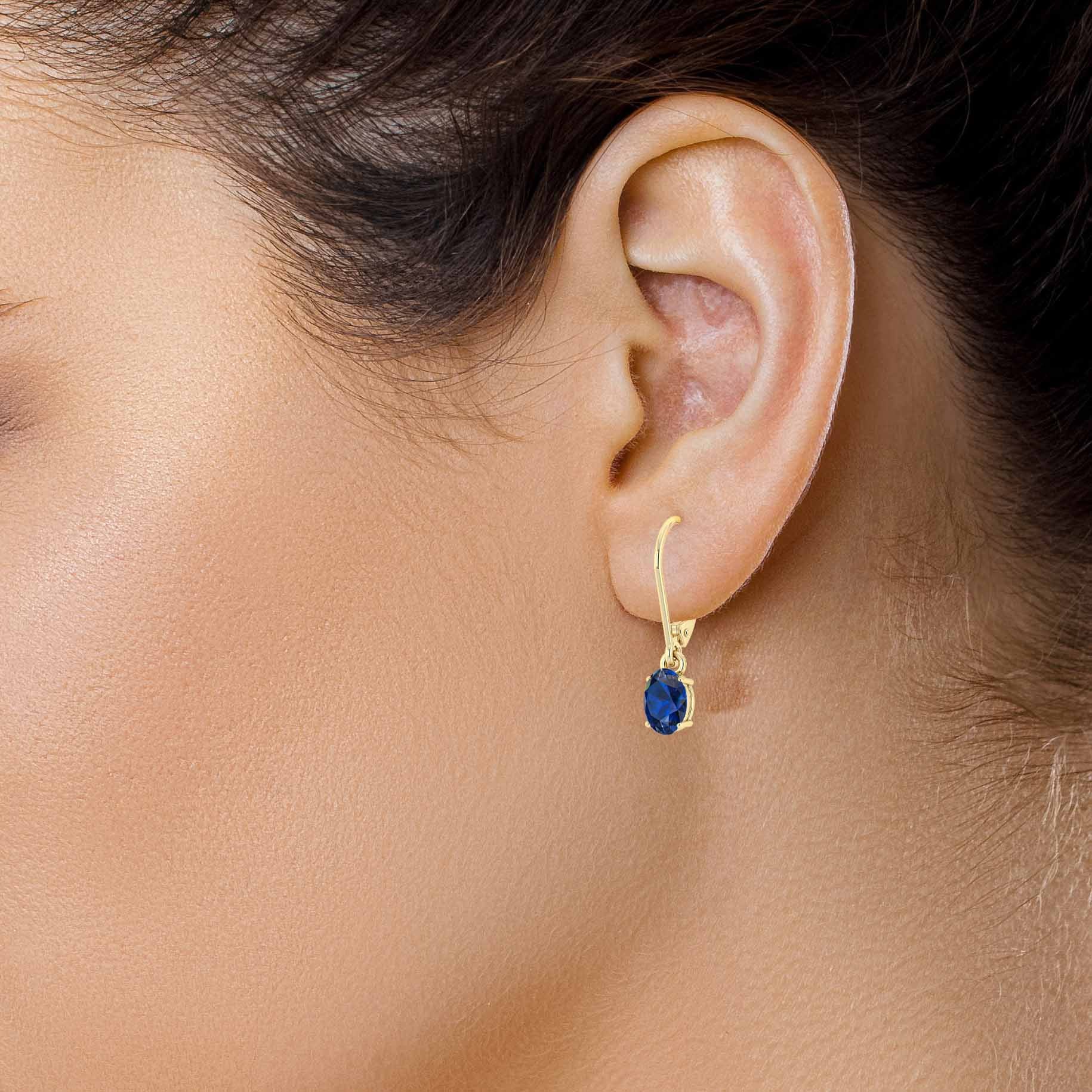 Blue Sapphire Gemstone Oval Dangle Earrings for Women – Elegant Jewelry for Parties, Weddings & Special Occasions