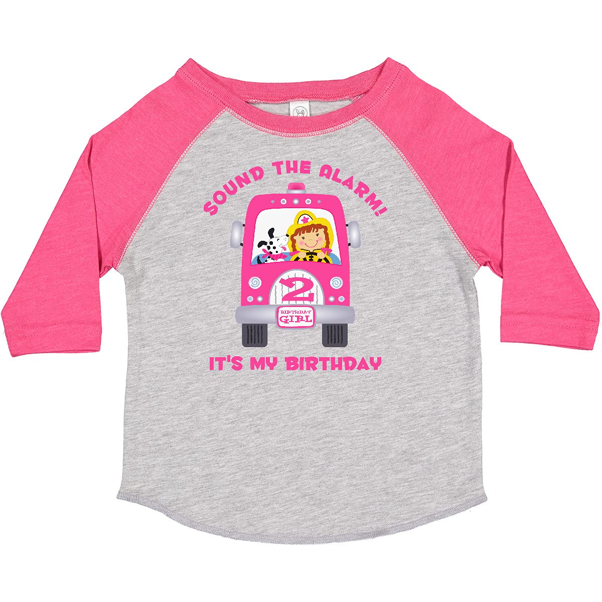 Fire Truck Girl 2nd Birthday Toddler T-Shirt - Cute Toddler Outfit for Girls Birthday Party & Firefighter Theme Celebration