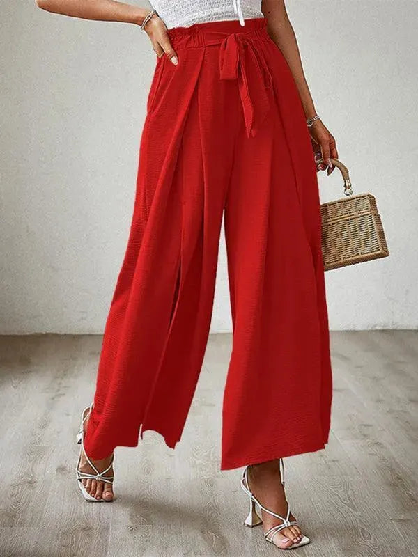 Stylish Loose Pleated Wide Leg Women's Pants - Comfortable High Waist Trousers for Casual Wear, Office & Travel
