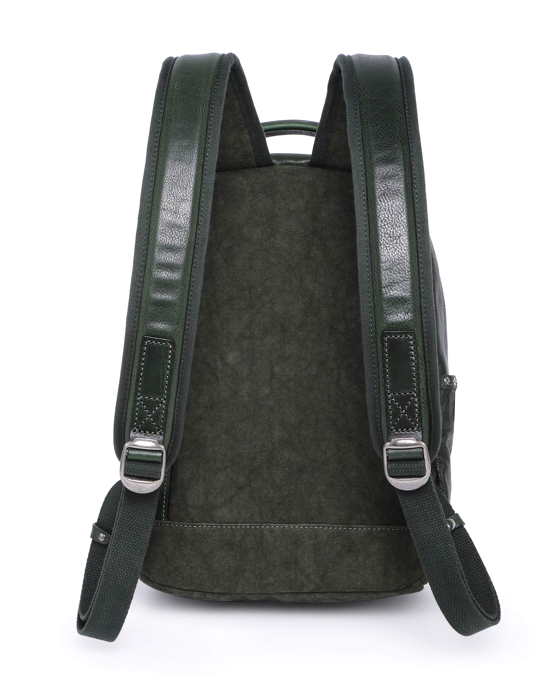 Genuine Leather Soul Stud Backpack for Women & Men - Stylish Kale Color School Bag, Travel Backpack, Laptop Bag | Durable & Fashionable for College, Work, Commute