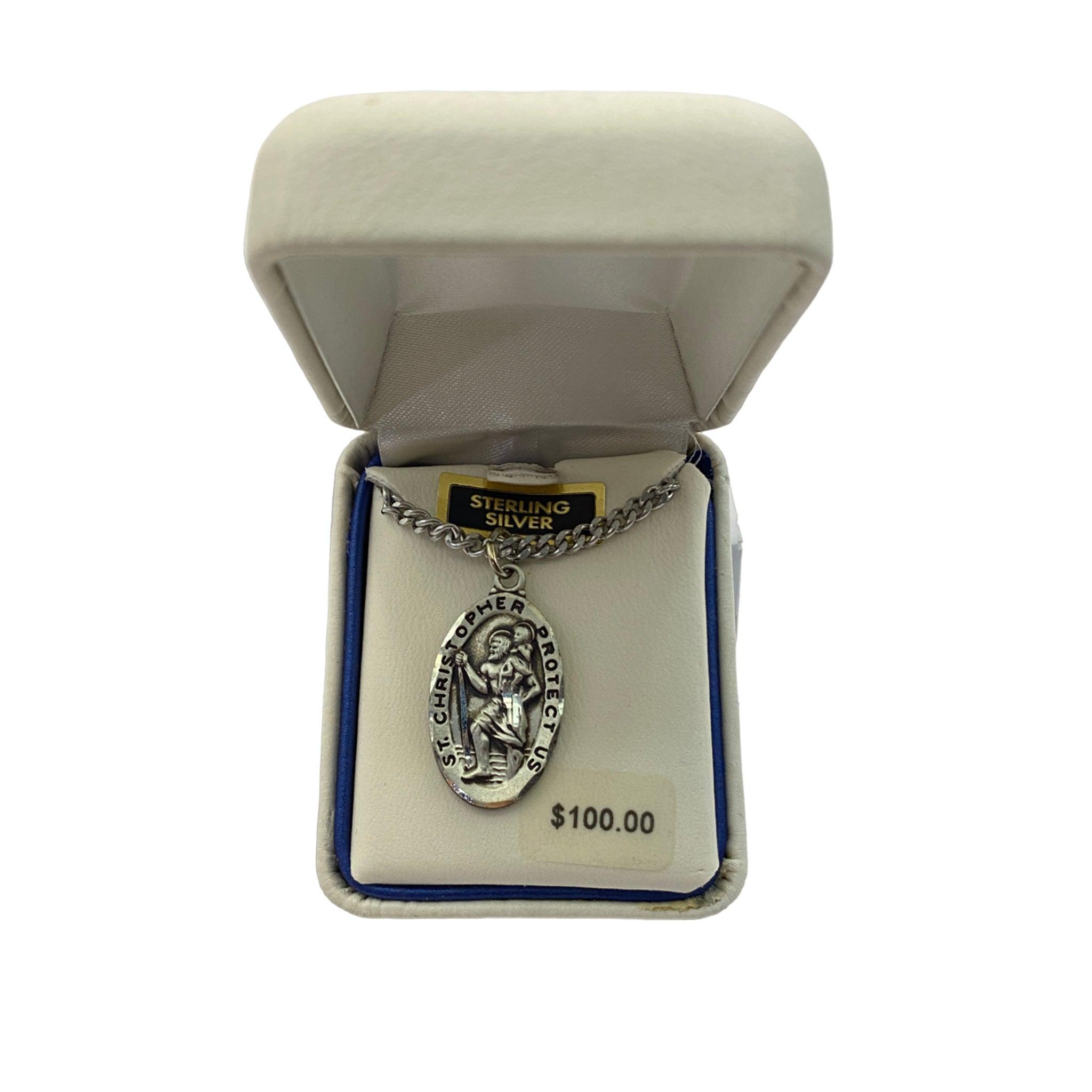St. Christopher Protect Us Sterling Silver Necklace - 50 Pcs Bulk Pack - Religious Jewelry for Men & Women - Perfect for Baptism, Confirmation & Spiritual Protection Gifts