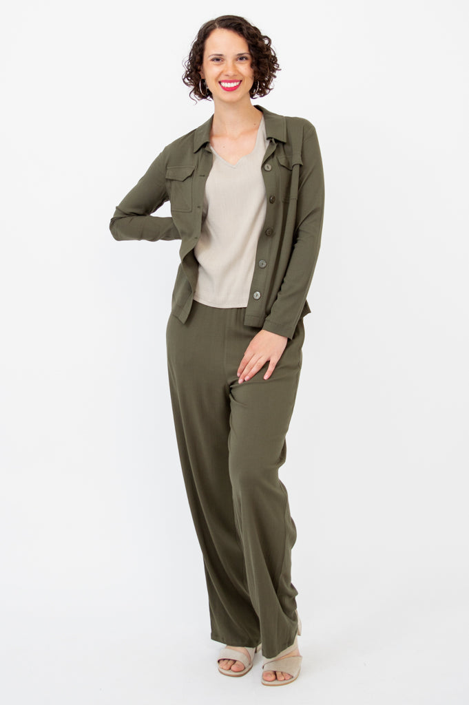 Lauren Jacket Women's Lightweight Linen Bamboo Blend Khaki Coat - Perfect for Spring & Summer Outdoor Activities