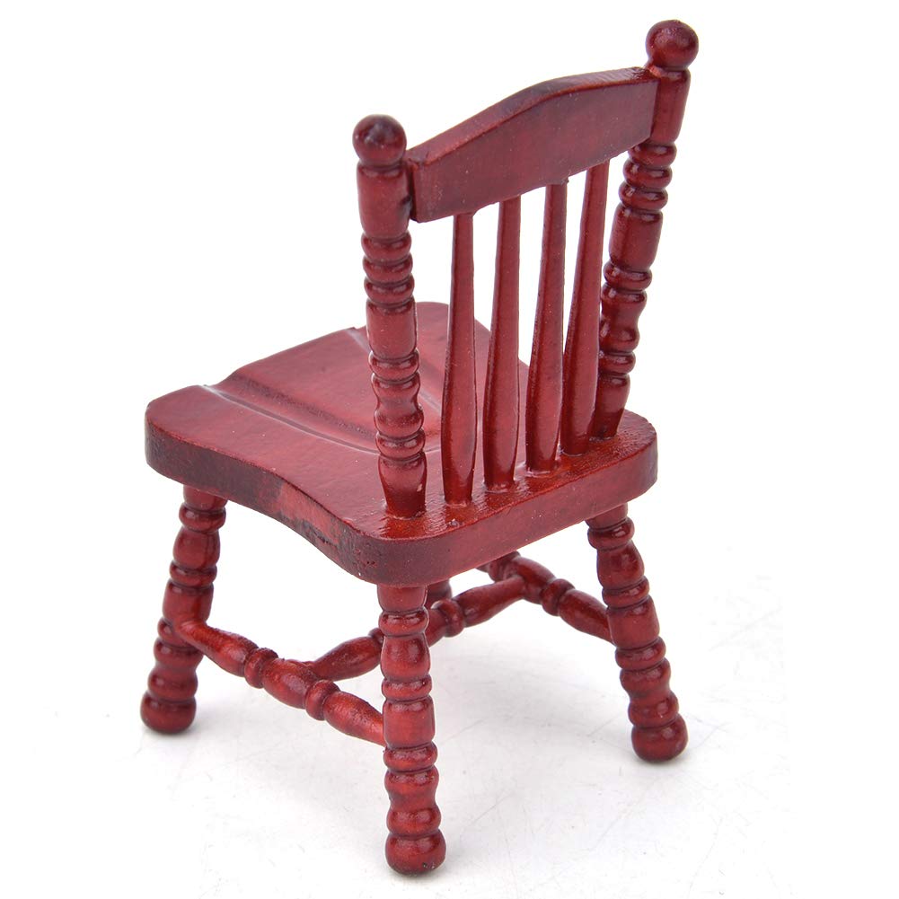 Red Wooden Dollhouse Furniture Chair - Exquisite Miniature Armchair for 1:12 Scale Dollhouse, Photography Props & Home Decoration | Perfect for Dollhouse Decor, Miniature Scenes & Creative Photography