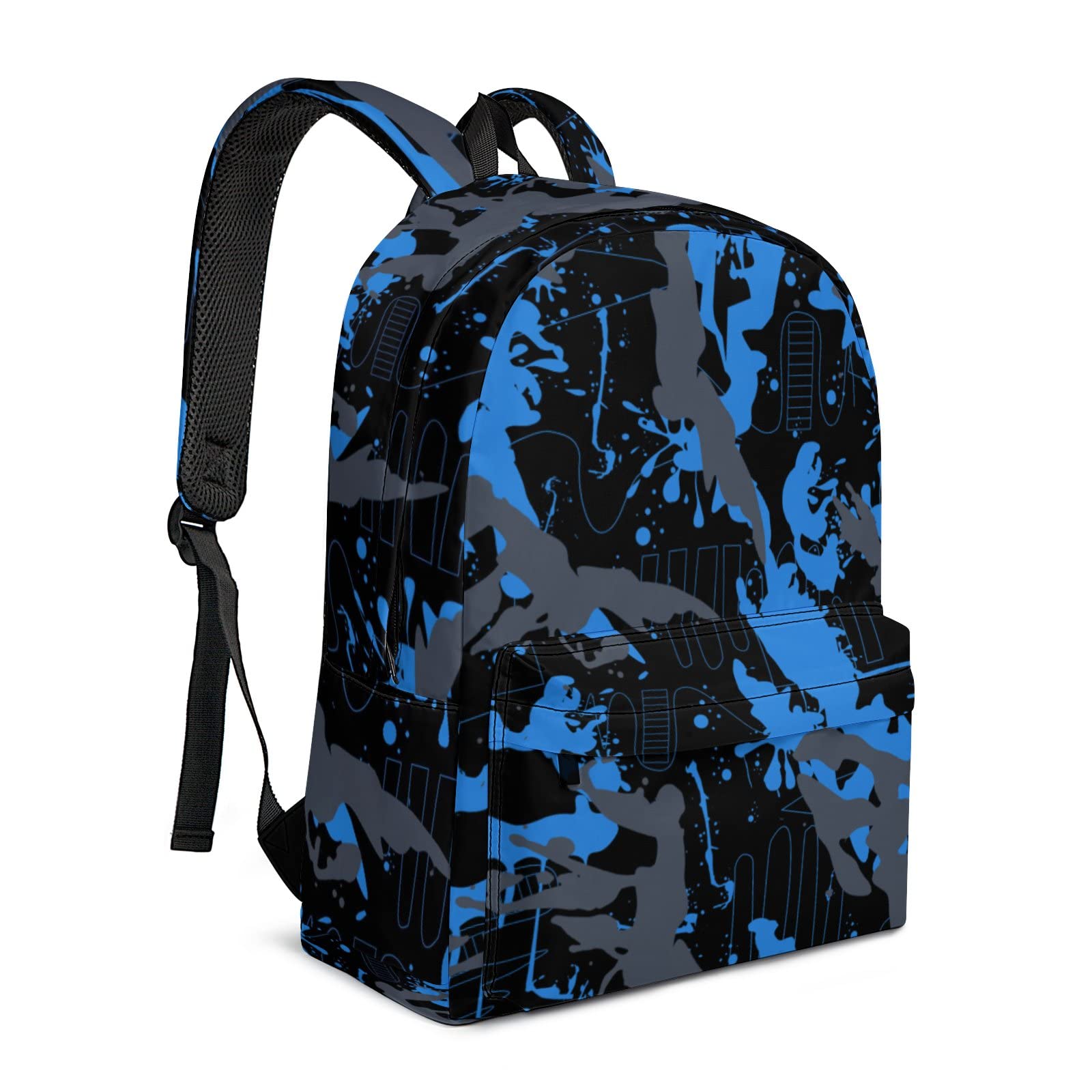 Blue Camo Backpack - Lightweight Waterproof Hiking Daypack for School, Travel & Outdoor Adventures | Durable Laptop Bookbag for Men, Women & Teens | Perfect for College, Camping & Work Commute