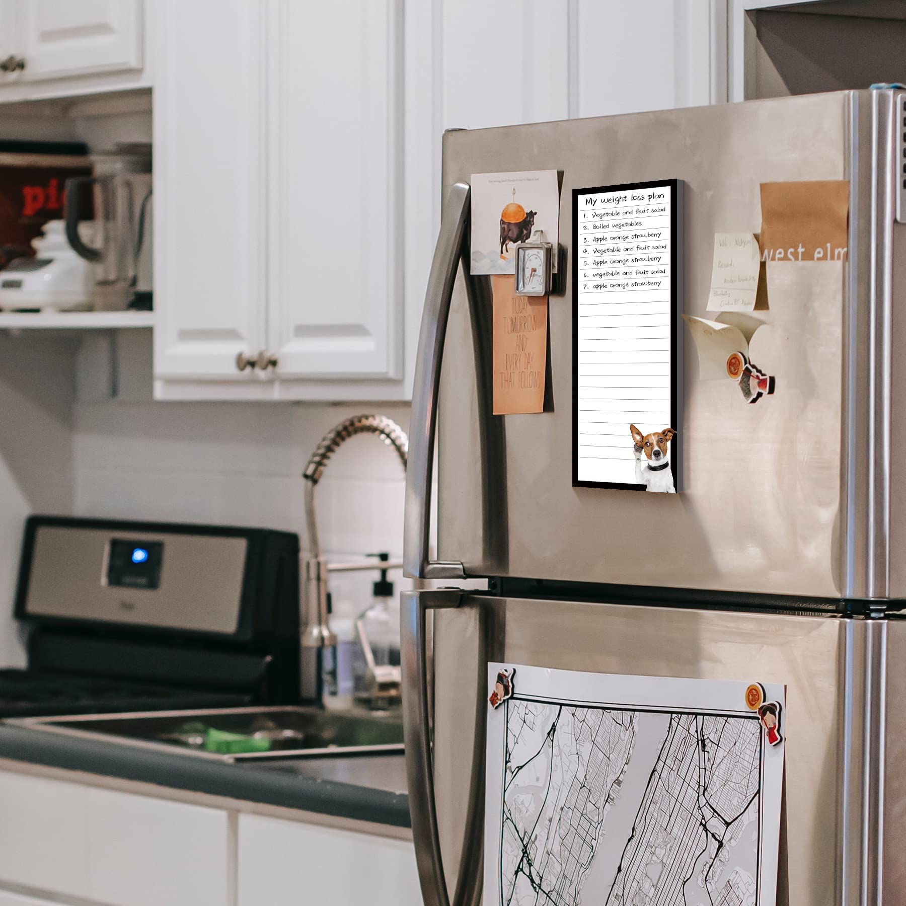 BVYA 3-Pack Full Back Magnetic Fridge Notepads - Large 3.5x9 Inch Memo Pads for Grocery Lists, Shopping Lists, To-Do Lists, Reminders & Recipes - Cute Dog Design Scratch Pads (60 Sheets Each) - Perfect for Kitchen Organization, Office Tasks & Family Message Boards
