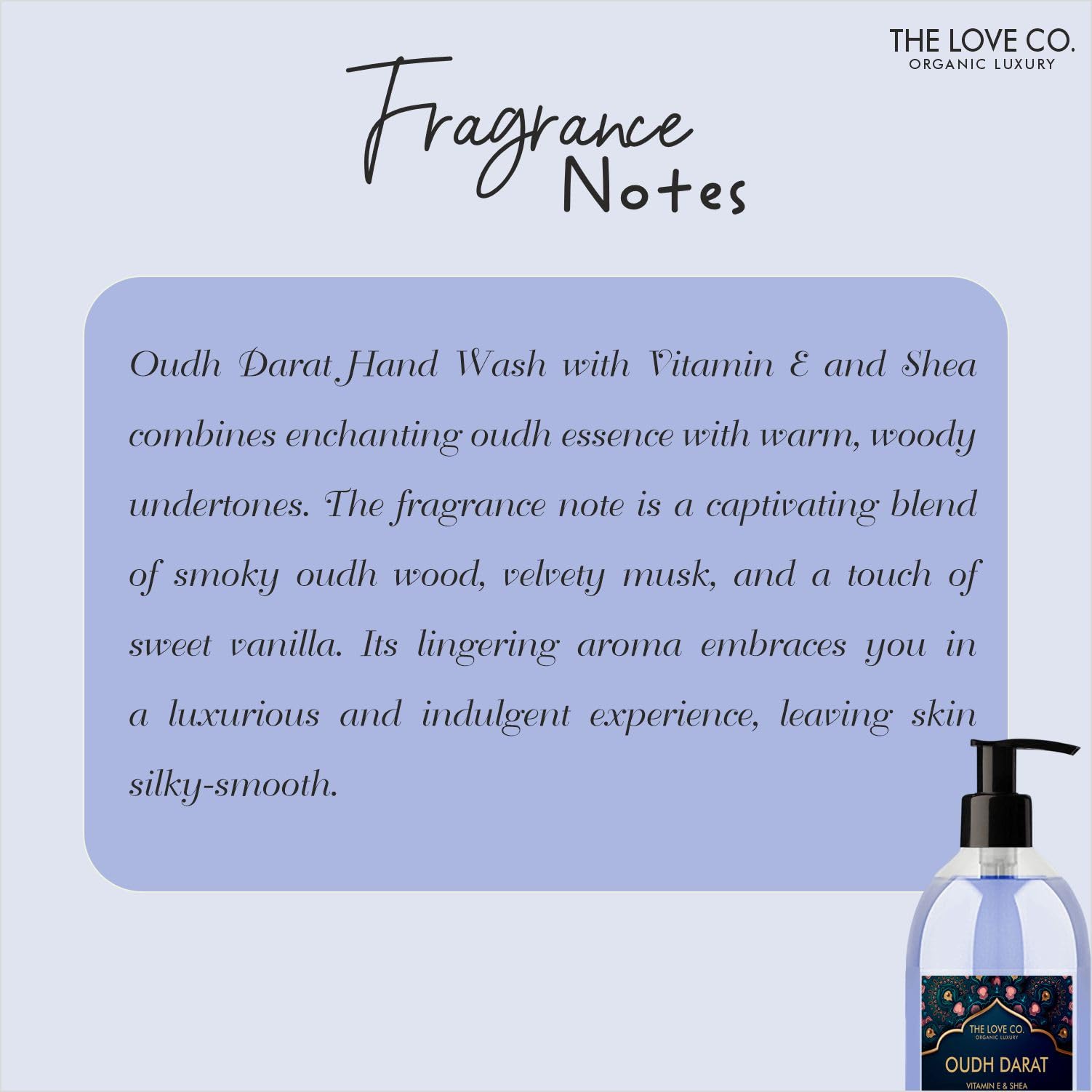 The Love Co. Oudh Darat Hand Wash - Moisturizing & Soothing Gentle Cleanser for Soft, Hydrated Hands - Ideal for Sensitive Skin - 300ml - Perfect for Daily Use at Home, Office, or Travel