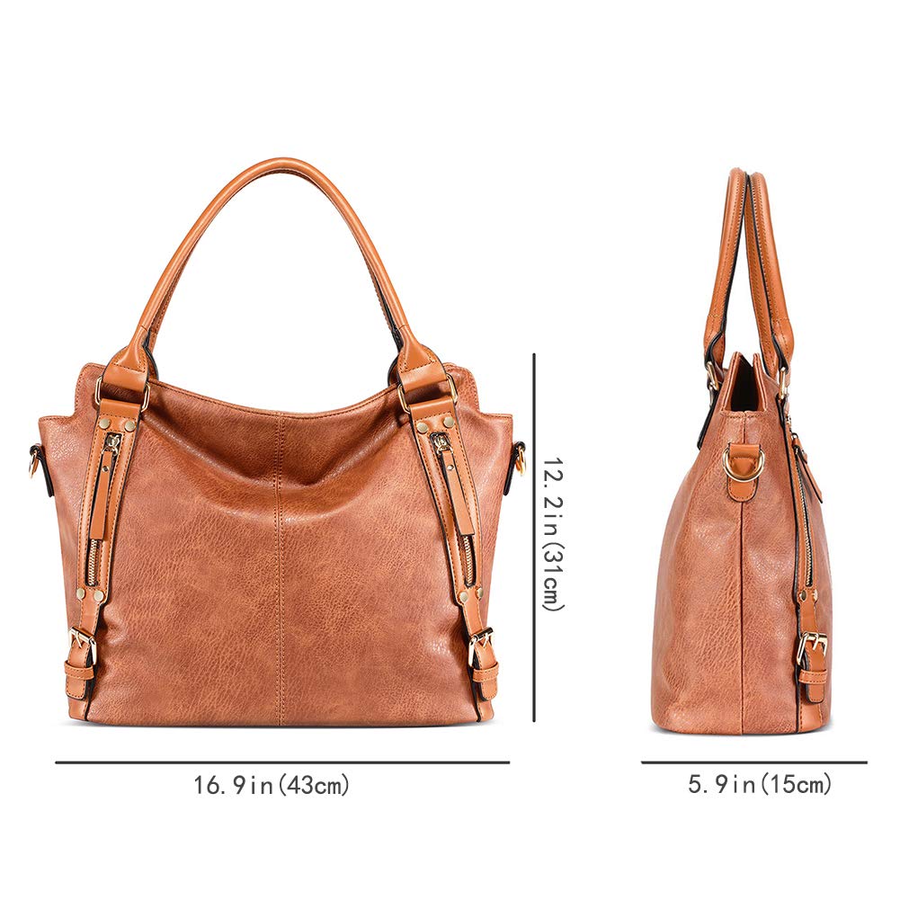 MINTEGRA Women's PU Leather Hobo Shoulder Bag - Large Capacity Tote & Crossbody Purse for Work, Travel & Everyday Use