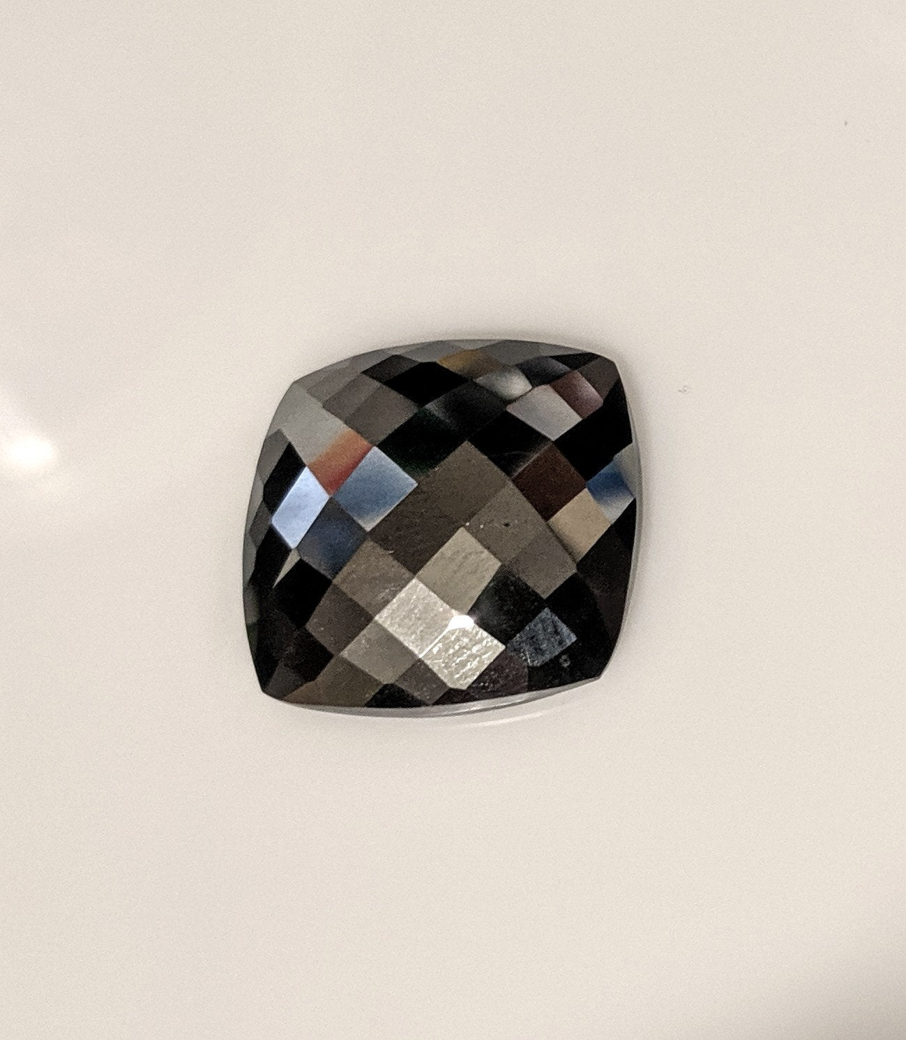 23.6ct Natural Black Hematite Cabochon - 20x20mm Square Cushion Checkerboard Cut - Premium Quality Large Gemstone for Jewelry Making, Wire Wrapping & Healing Crystals