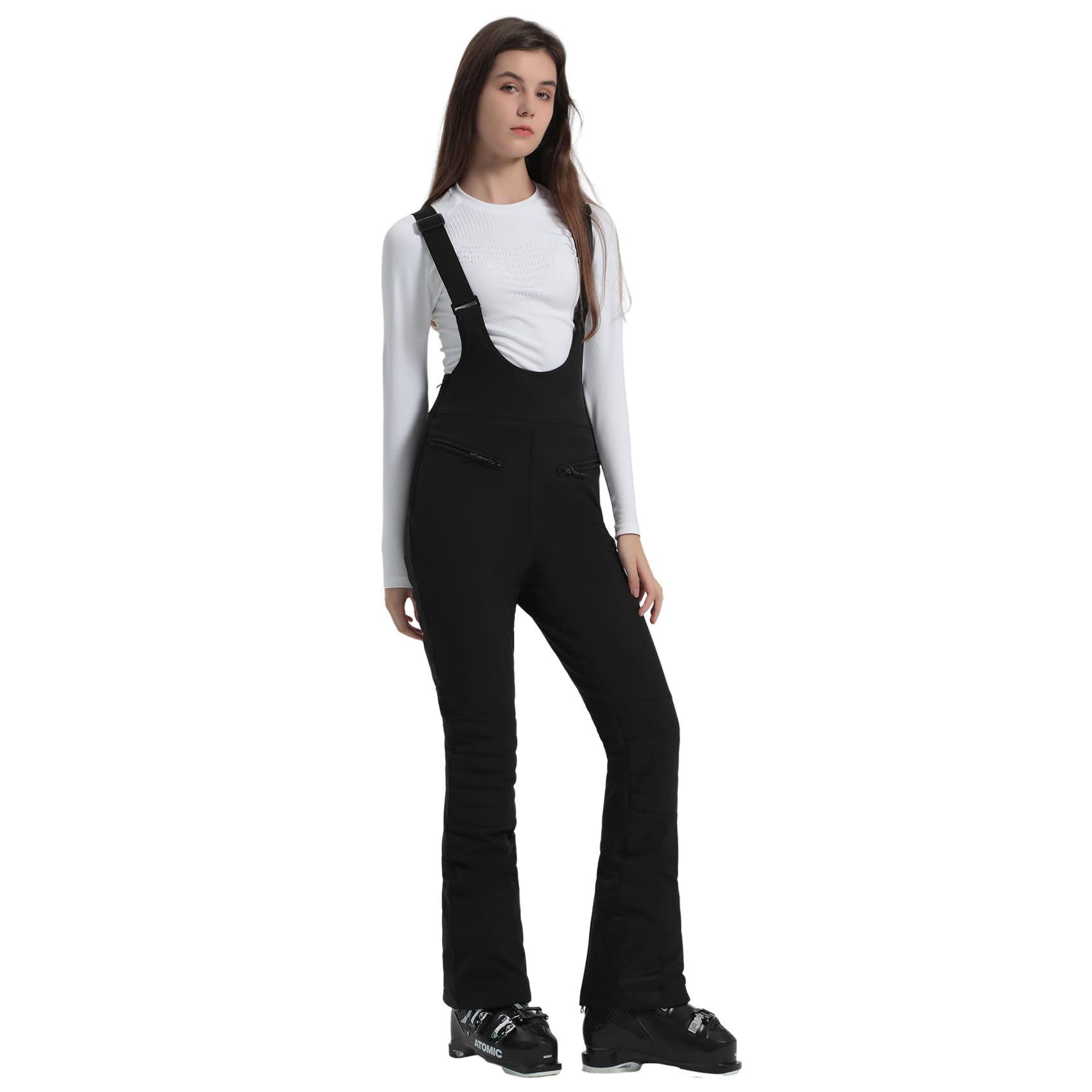GSOU SNOW Women's Ski Bib Overalls - Insulated Waterproof Snow Pants for Skiing & Snowboarding - Windproof Thermal Winter Snowboard Pants for Cold Weather - Perfect for Ski Resorts, Snow Tubing & Outdoor Winter Activities