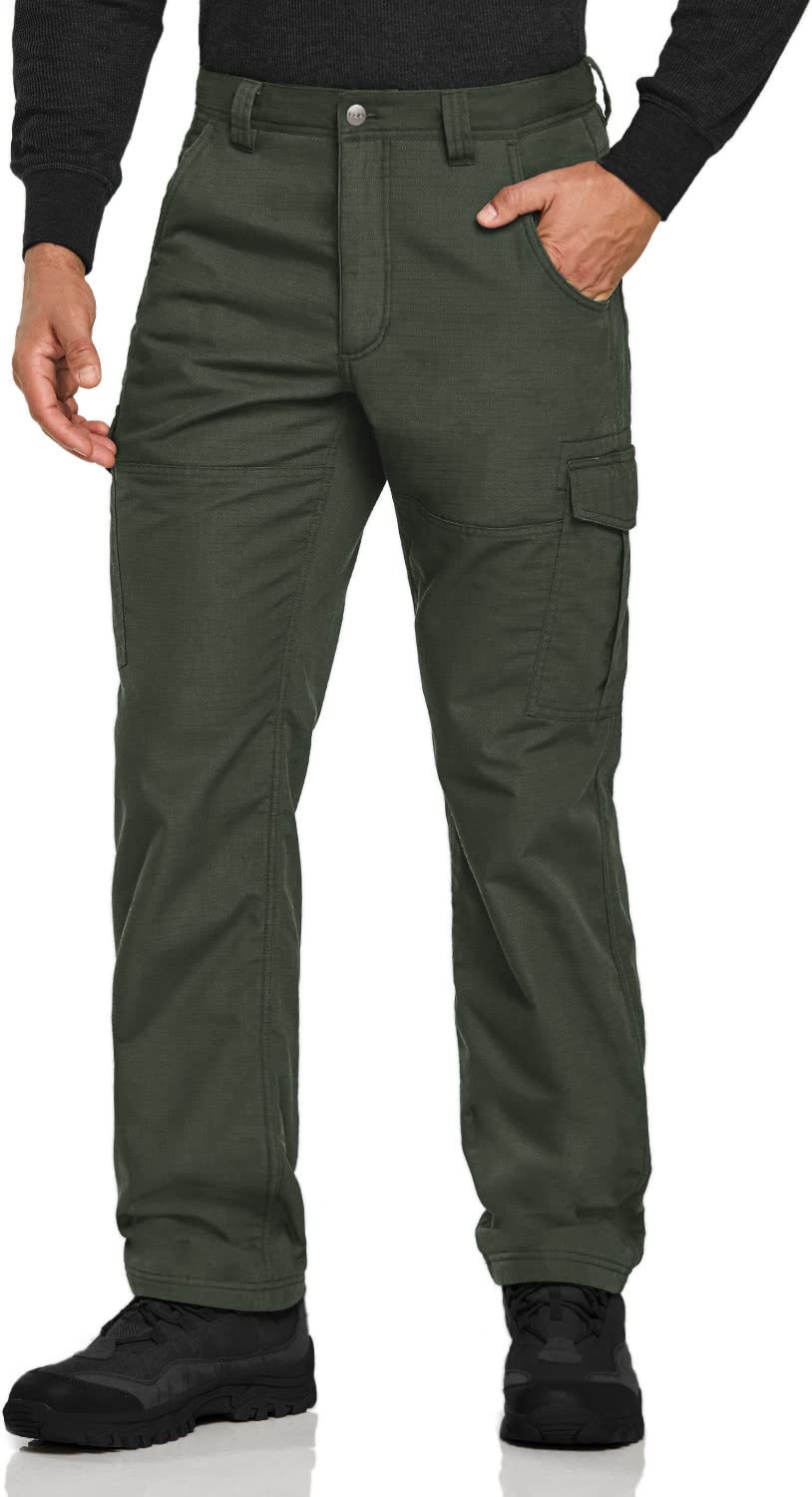 CQR Men's Winter Tactical Pants - Fleece Lined Outdoor Snow Ski Cargo Pants with Thermal Insulation for Hiking, Camping & Cold Weather Activities