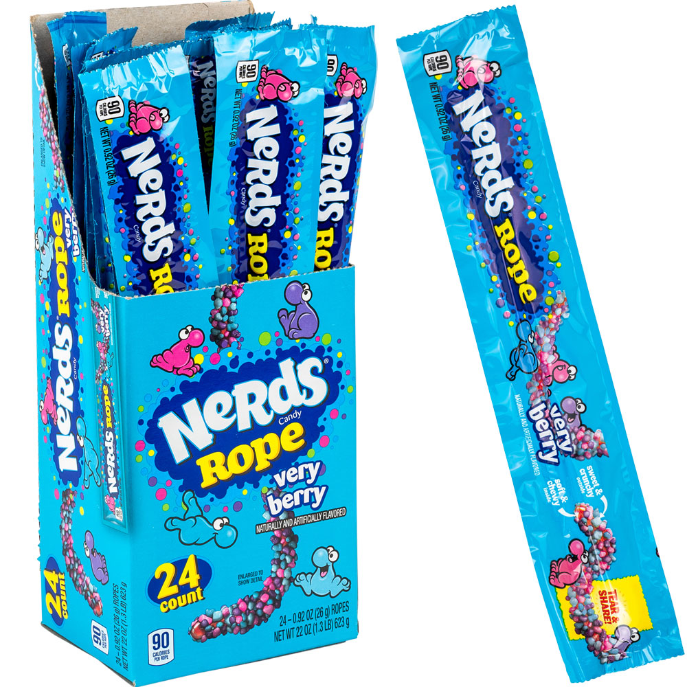 Nestle Nerds™ Rope Very Berry Candy - Colorful Tangy & Sweet Candy Ropes for Kids Birthday Parties, Halloween Treats & Movie Night Snacks