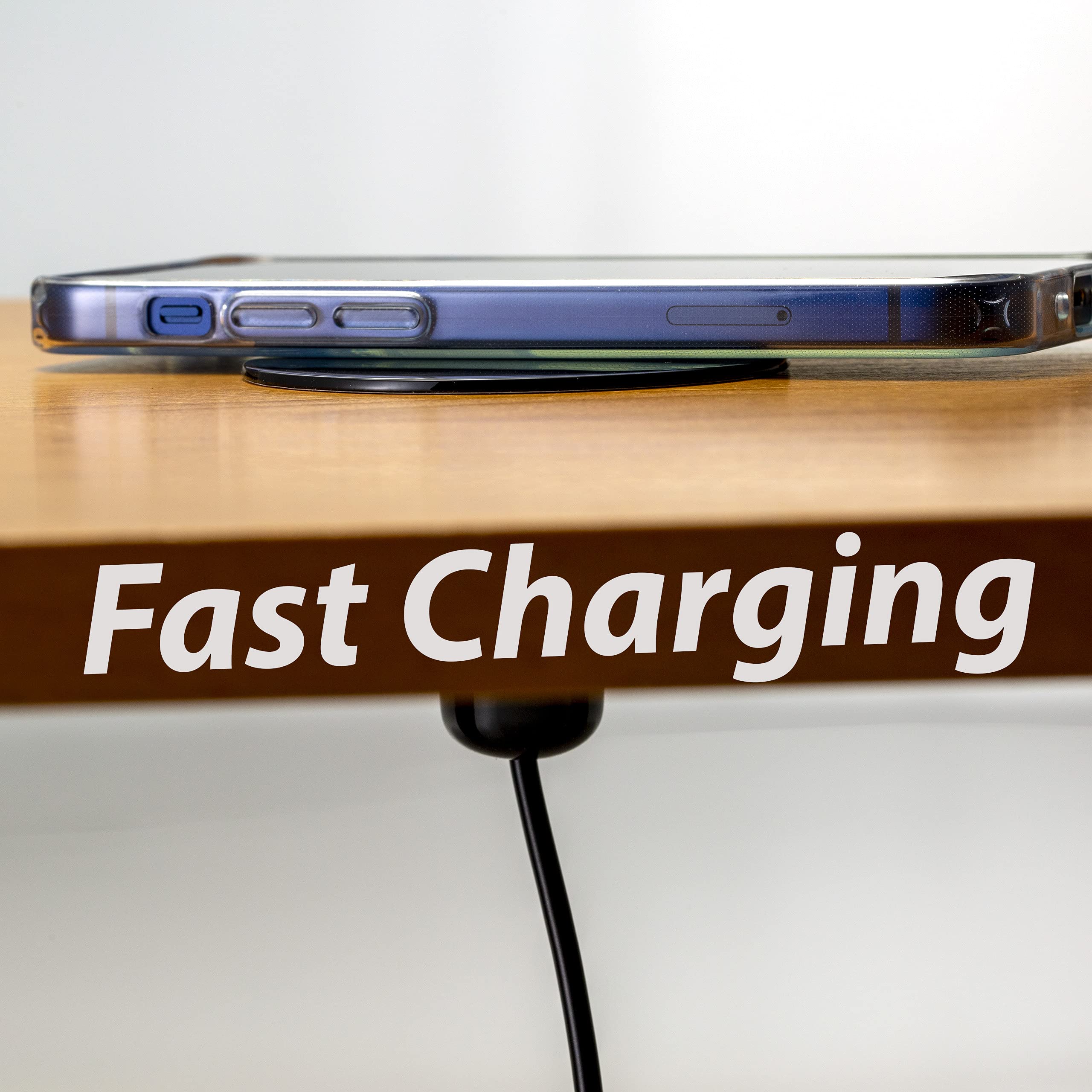 NTW WPC Certified Fast Wireless Charging Pad for Furniture - Qi-Compatible for iPhone, Samsung Galaxy, Nexus & More - Includes 4 Charging Pads + Hole Saw Kit - Perfect for Kitchen Countertops, Office Desks & Bedside Tables