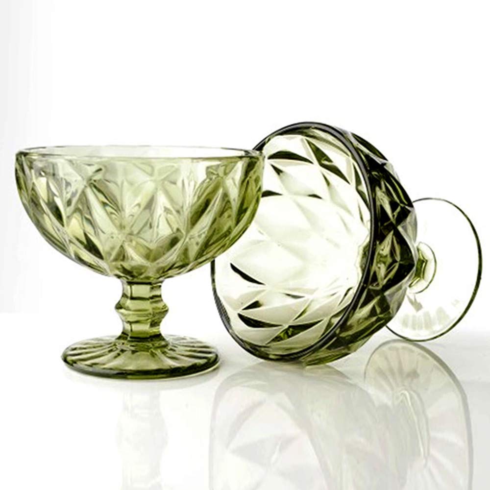 Green Cruise 250ml Glass Serving Bowls - Dessert Bowls for Ice Cream, Fruit, Salad | Elegant Dinnerware for Parties, Home & Restaurant Use
