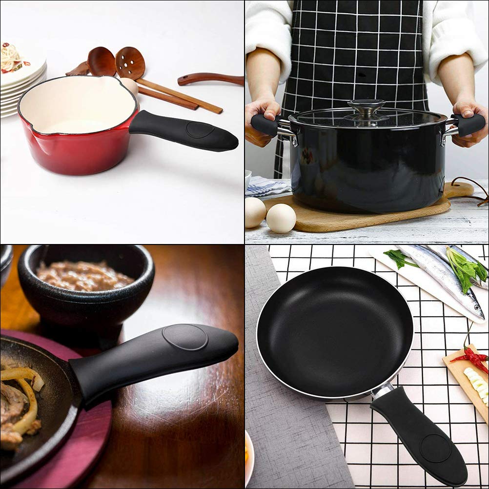 Heat Resistant Silicone Pot Handle Covers - 3 Pack Non-Slip Hot Handle Holders for Cast Iron Skillets, Metal Pans & Aluminum Cookware (Red) - Perfect for Cooking, Grilling & Kitchen Safety