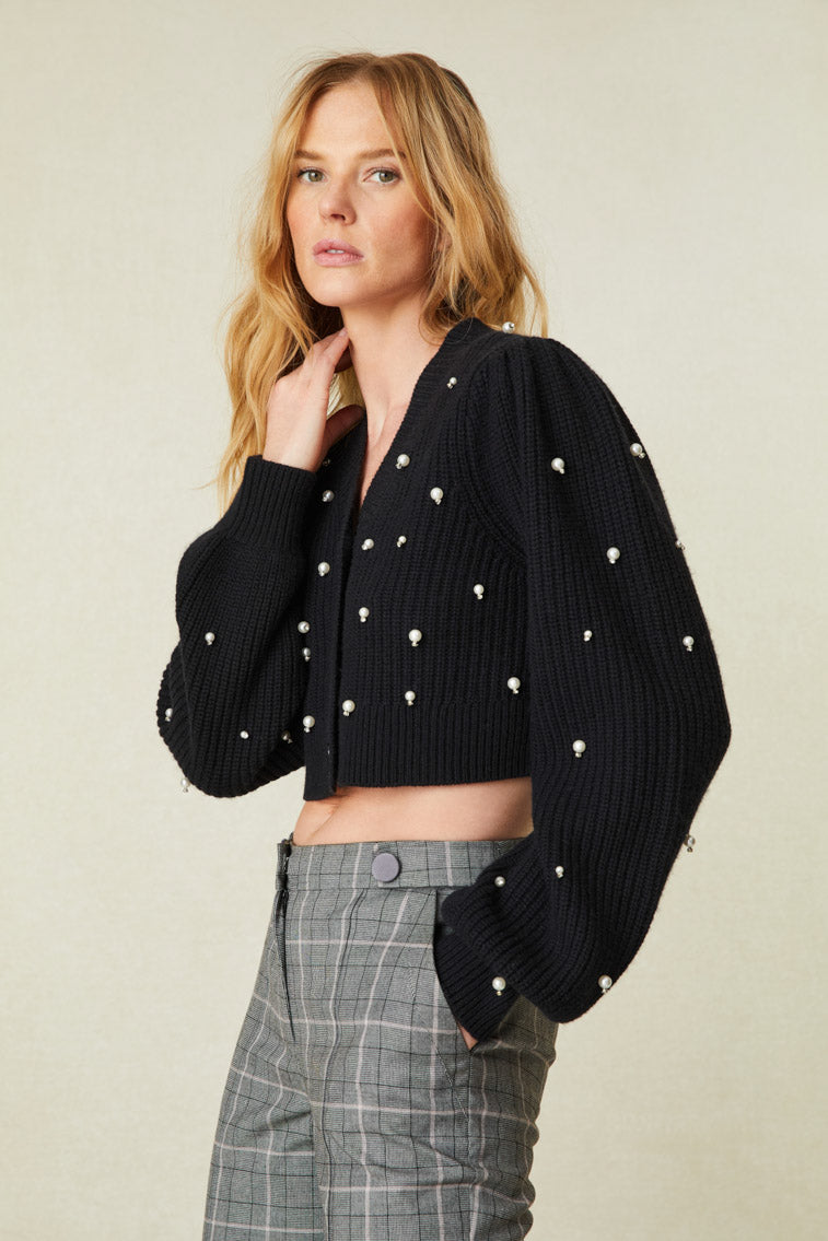 Frances Embellished Cardigan for Women - Elegant Knit Sweater with Beaded Details | Perfect for Fall Layering, Office Wear & Casual Outfits