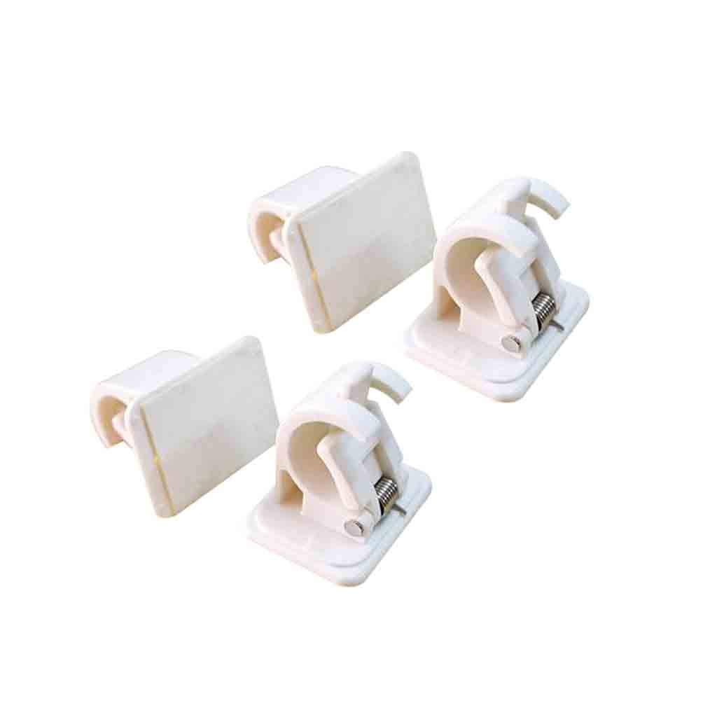 4-Piece Broom and Mop Holder Wall Mount - No Drill Adhesive Mounting, Super Anti-Slip Design for Home, Kitchen, Garage Storage - Perfect for Organizing Cleaning Tools (White)