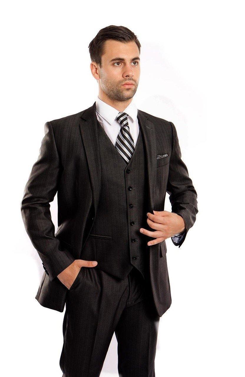 Premium Tazio Collection Black Textured 3-Piece Suit for Men | Formal Business Attire | Wedding & Special Occasion Outfit