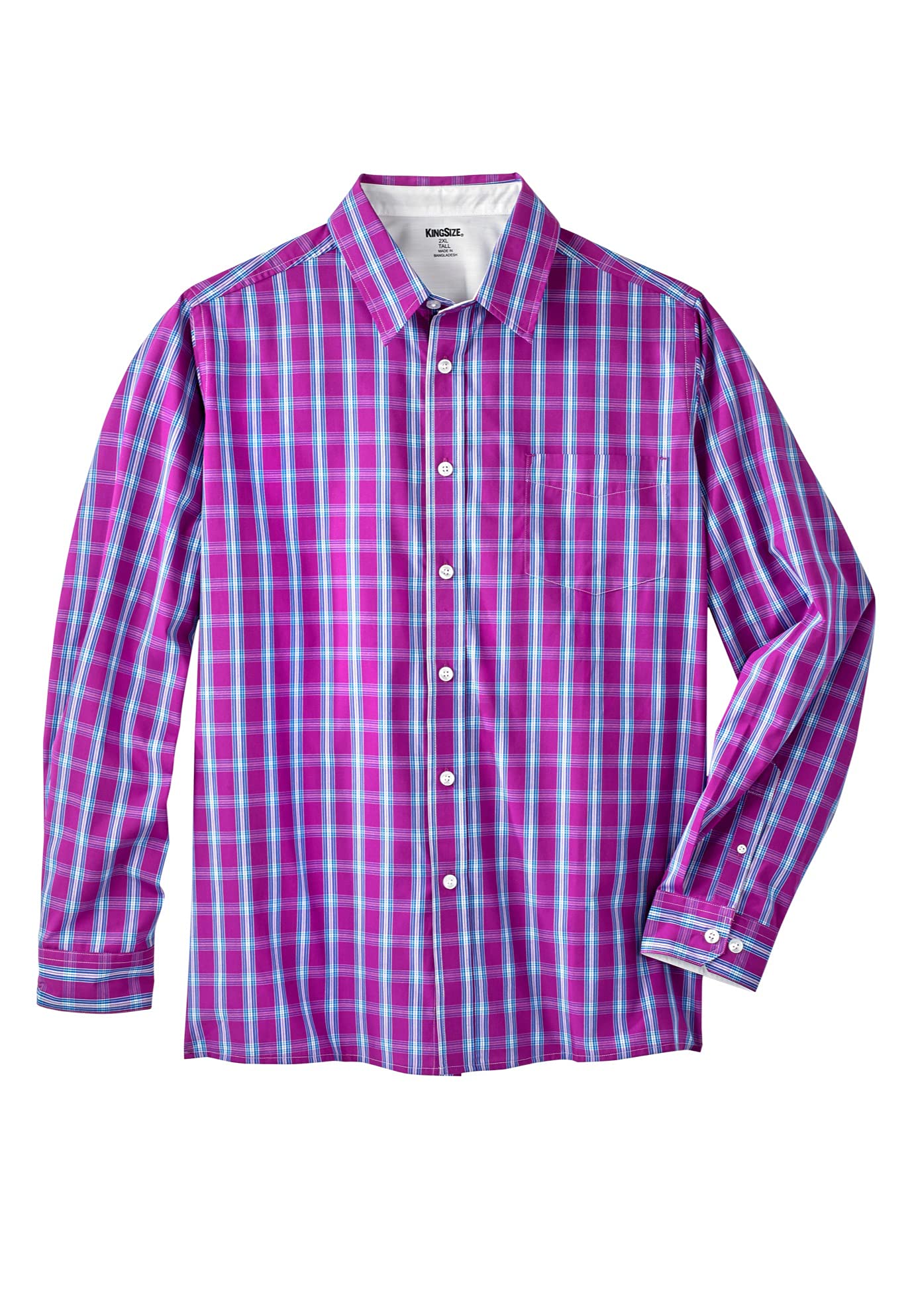 KingSize Men's Big & Tall No-Tuck Casual Shirt - Comfortable Long Sleeve Button Down for Work & Everyday Wear