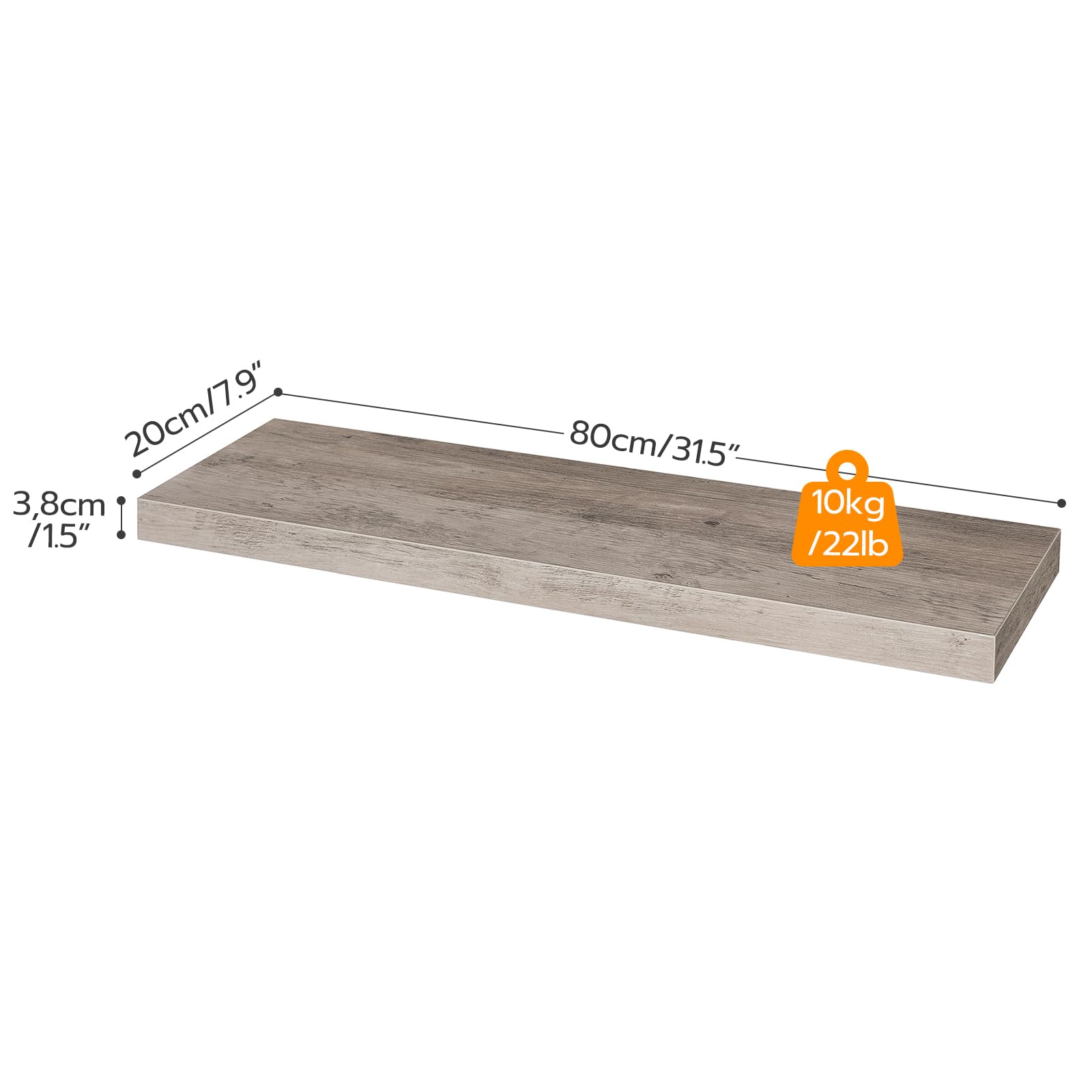 HOOBRO 31.5 Inch Floating Wall Shelves Set of 2 - Invisible Bracket Hanging Shelves for Bathroom, Bedroom, Kitchen Decor - Greige BG80BJP201 - Perfect for Displaying Plants, Books & Home Decor Items