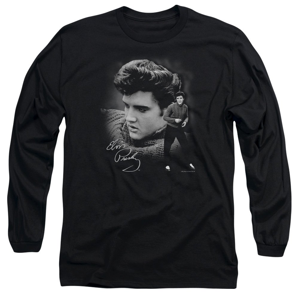 Elvis Presley The King Rock Sweater - Vintage Long Sleeve T-Shirt for Men & Women - Black Cotton Tee - Perfect for Concerts, Halloween Costumes & Retro Fashion