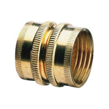Fiskars Heavy Duty 3/4 Inch Double Female Swivel Hose Connector - Brass x NH 807734 1001 - Perfect for Garden Irrigation, Lawn Sprinklers & Outdoor Watering Systems
