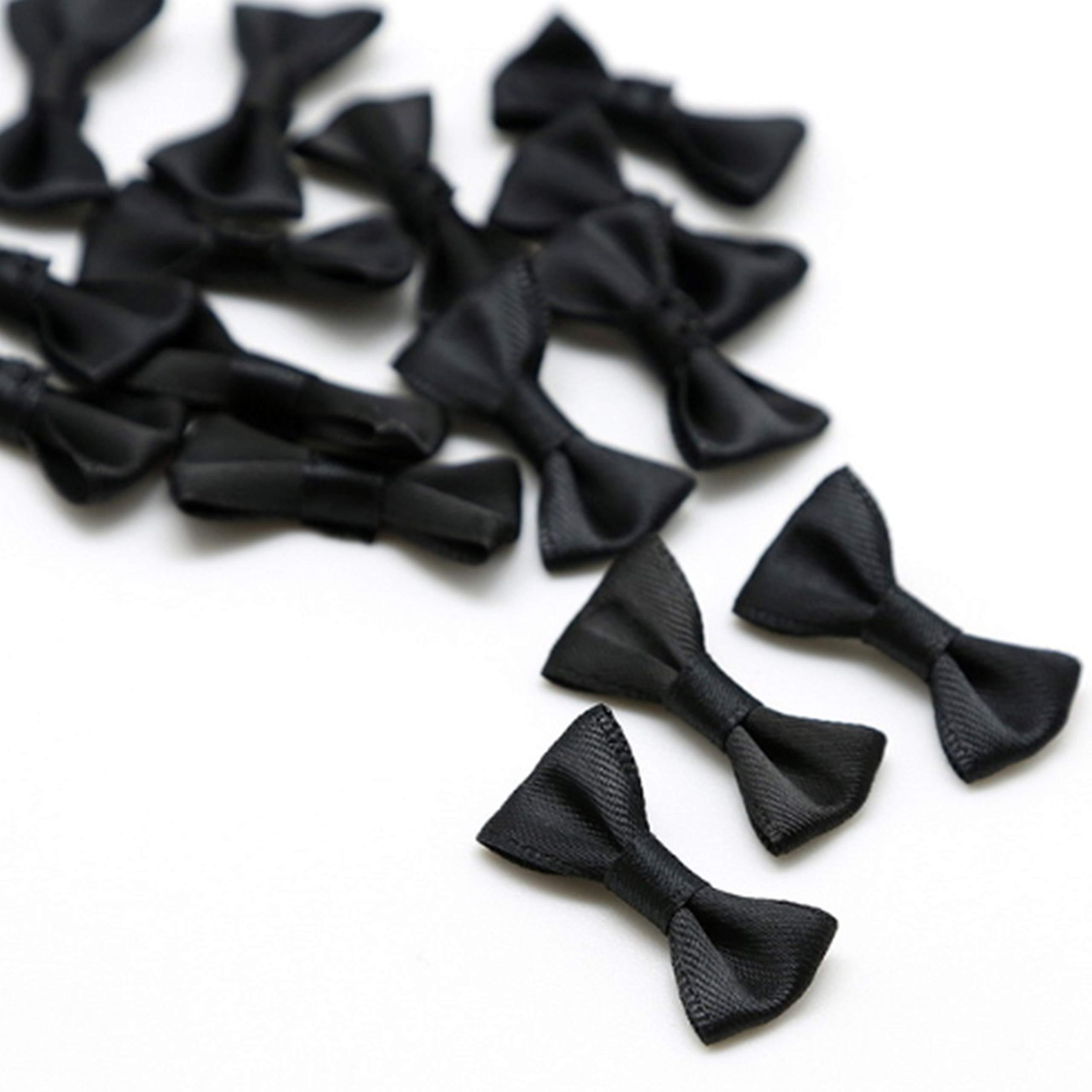 100pcs Mini Black Satin Ribbon Bows - Hair Bow Clips for DIY Crafts, Wedding Decorations, Gift Wrapping, and Party Favors (Black) - Perfect for Scrapbooking, Baby Showers, and Hair Accessories