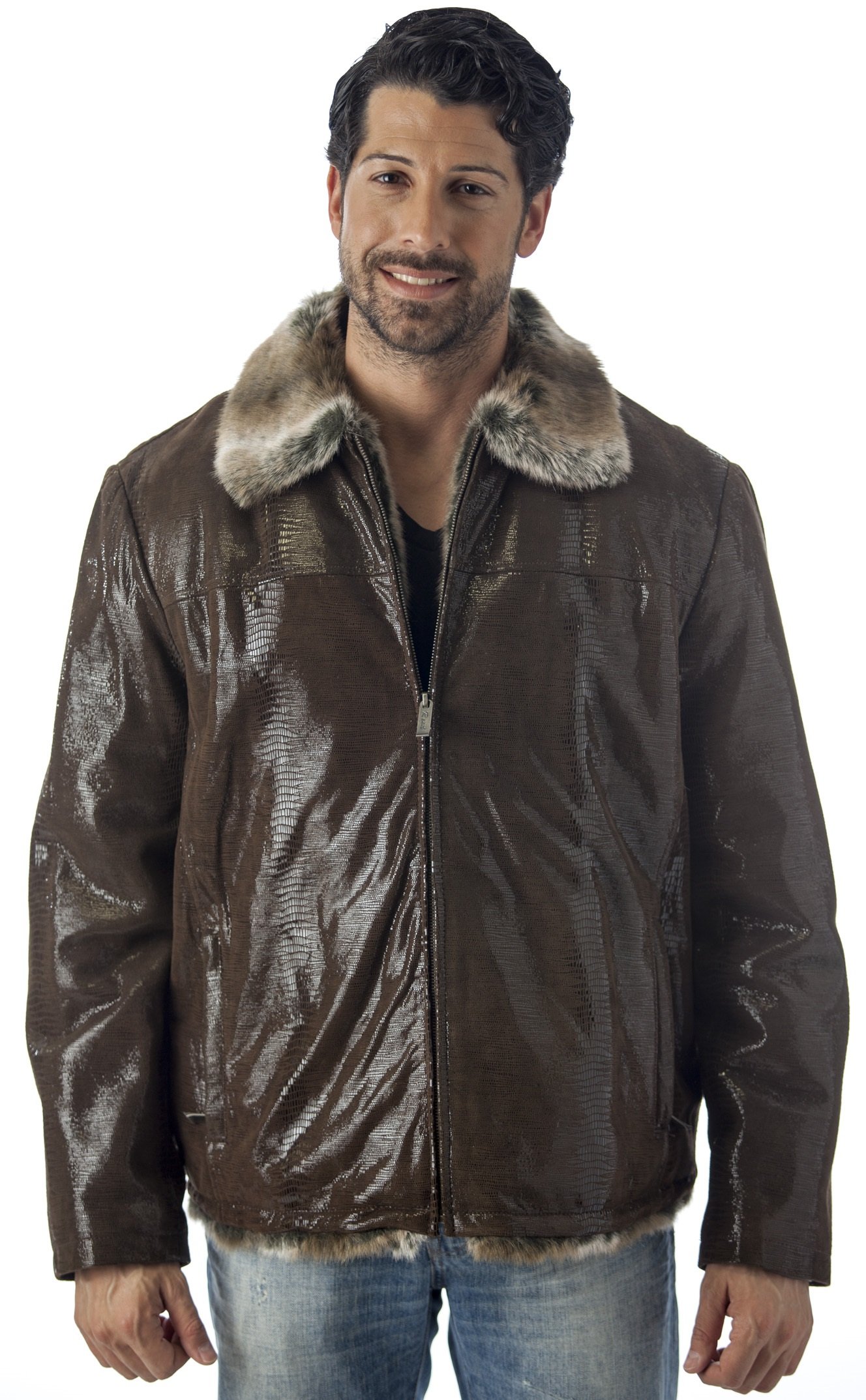REED Men's Genuine Sheepskin Leather Jacket - Classic Shearling Style for Winter Warmth & Outdoor Adventures