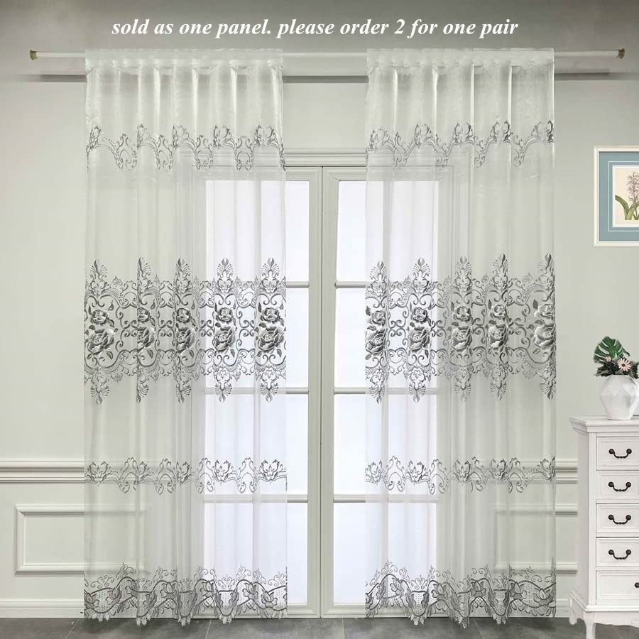 1 Panel Luxury Sheer Curtain for Windows - 54x84 Inches - Custom Pole Top Design - Perfect for Living Room, Bedroom & Office Decor