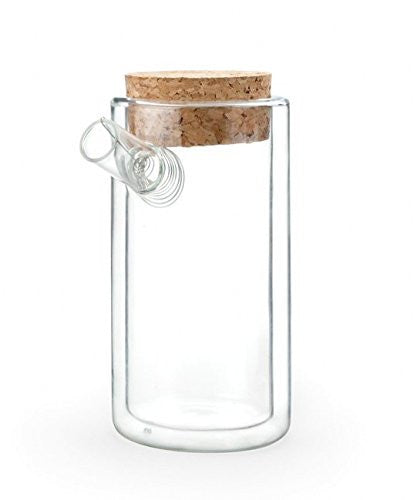 Kikkerland Ora Double Walled Glass Teapot - 18oz Insulated Tea Pot with Stainless Steel Lid, Perfect for Loose Leaf Tea, Herbal Infusions & Iced Tea Brewing - Ideal for Home, Office & Gift Giving
