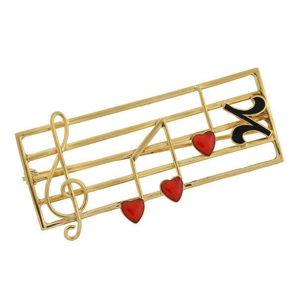 14K Gold Vintage Musical Staff Enamel Pin - Elegant Music Note Brooch for Musicians, Teachers & Music Lovers (Perfect Gift for Graduation, Concert & Special Occasions)