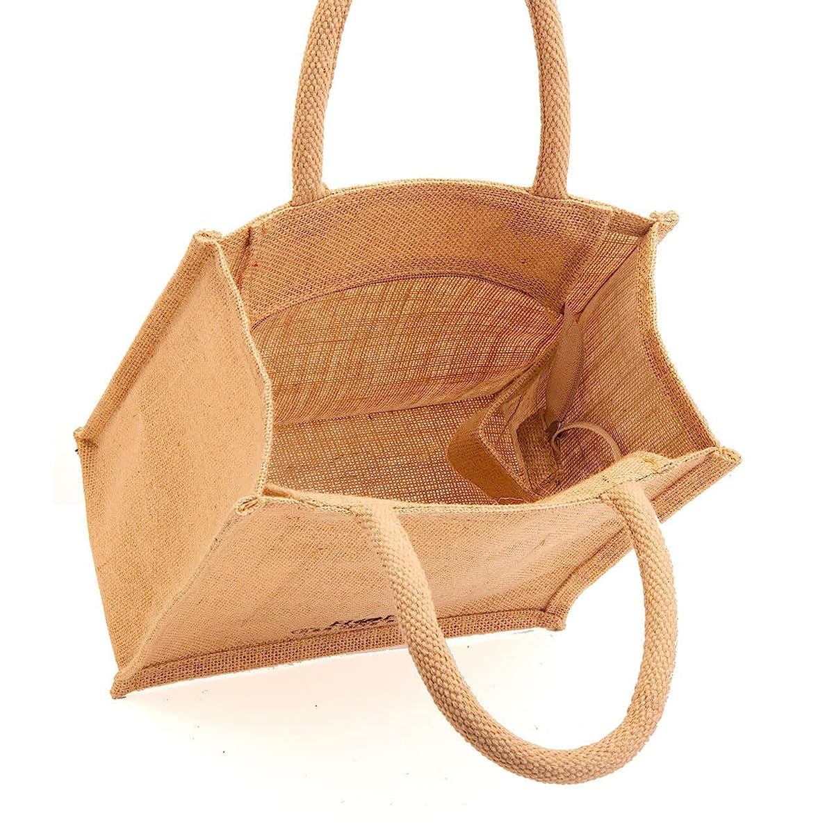 Clapcart Set of 2 Waterproof Jute Lunch Bags with Zipper Closure - Reusable Tote Bags for Office, Work, School & Picnic | Eco-Friendly & Multipurpose for Men & Women (Offwhite)