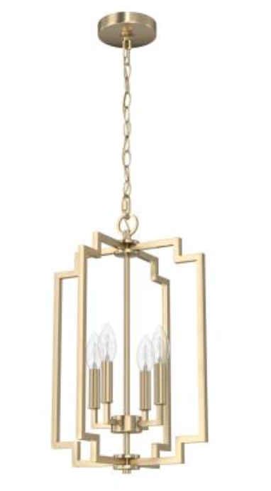 Zoe Alturas Gold 4-Light Modern Pendant Lighting Fixture - Elegant Dining Room Chandelier for Kitchen Island, Foyer, and Living Room Decor