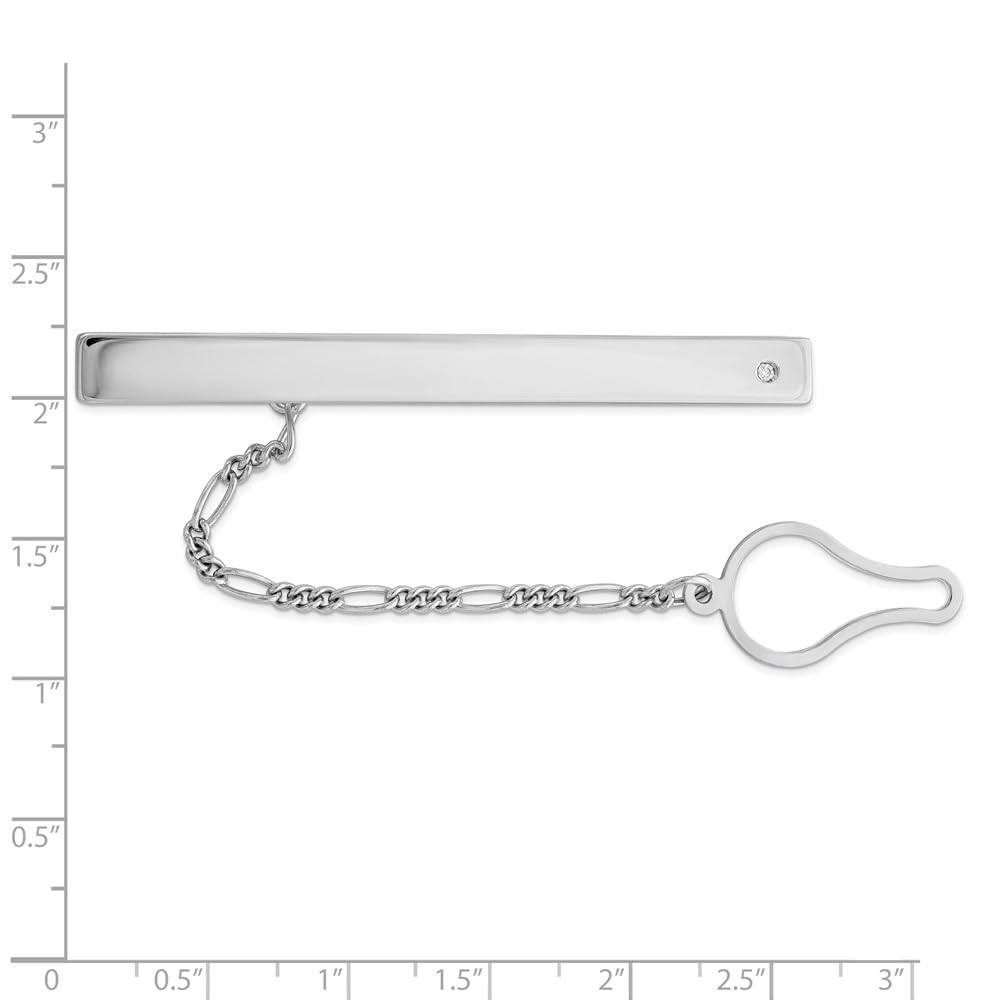 Elegant Sterling Silver Rhodium-Plated CZ Tie Clip for Men - Perfect Gift for Anniversary, Birthday & Formal Events | Wedding, Office & Special Occasions