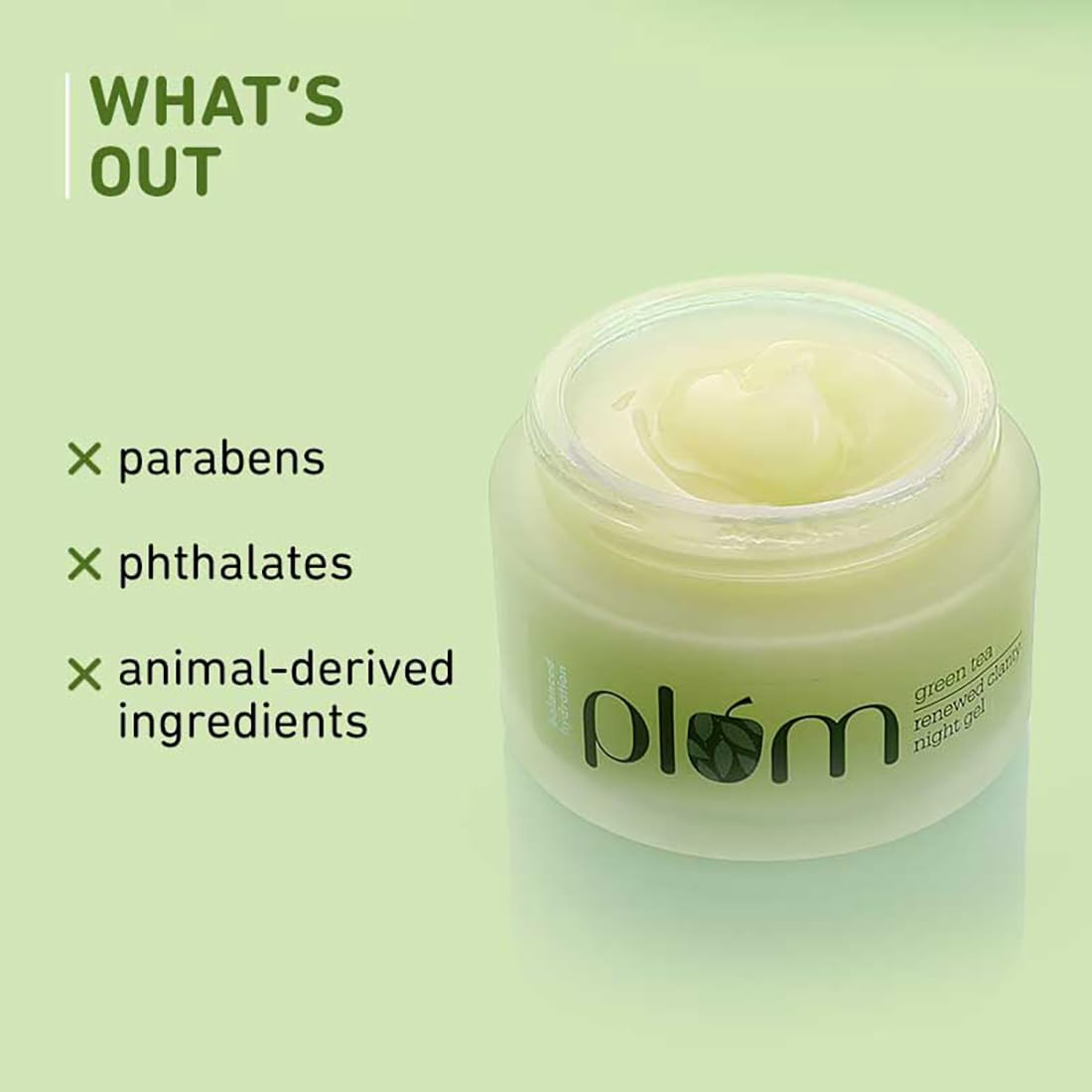 Plum Green Tea Renewed Clarity Night Gel Mini - Hydrating & Acne-Fighting Face Moisturizer for Oily Skin | Lightweight, Quick-Absorbing, Non-Sticky Vegan Gel | Perfect for Nighttime Skincare Routine & Travel