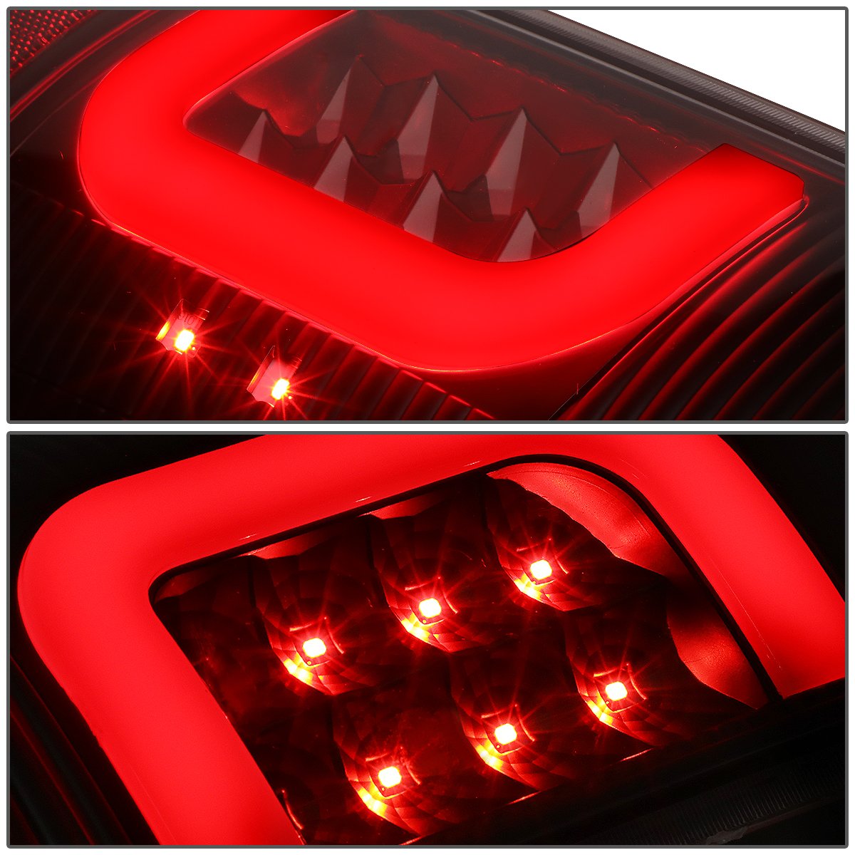 Auto Dynasty Pair Black Housing Clear Lens Red 3D LED Tail Lights + Dual Row 3rd Brake Light for Ford F150-F550 (2009-2023) - High Visibility, Easy Installation, Perfect for Night Driving & Off-Road Adventures