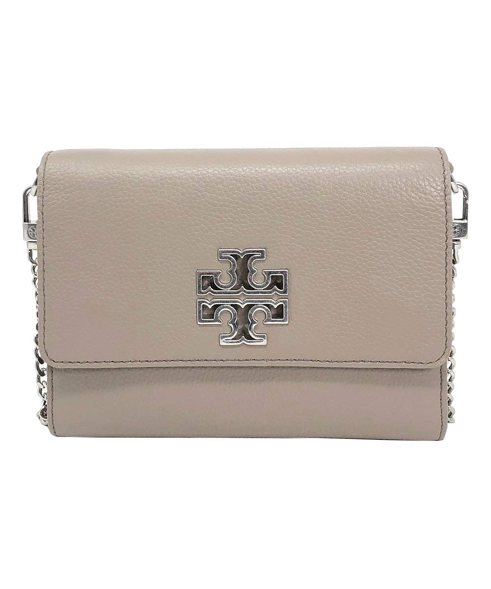 Tory Burch Britten Pebble Chain Wallet for Women - French Gray Crossbody Bag, One Size | Perfect for Everyday Use, Date Nights & Travel Accessories