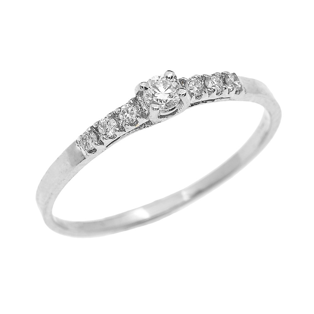 10k White Gold Diamond Solitaire Ring for Women - Elegant Engagement & Promise Ring - Perfect for Proposals, Anniversaries & Special Occasions