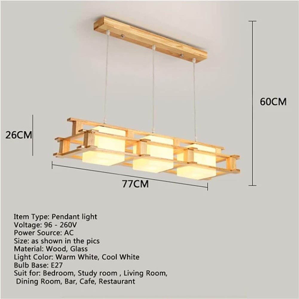 Nordic Style LED Chandelier with Glass Shade & Wooden Frame - Modern Pendant Light for Restaurant, Bar, Coffee Shop, Dining Room & Living Room Decor | Perfect for Ambient Lighting in Commercial & Residential Spaces