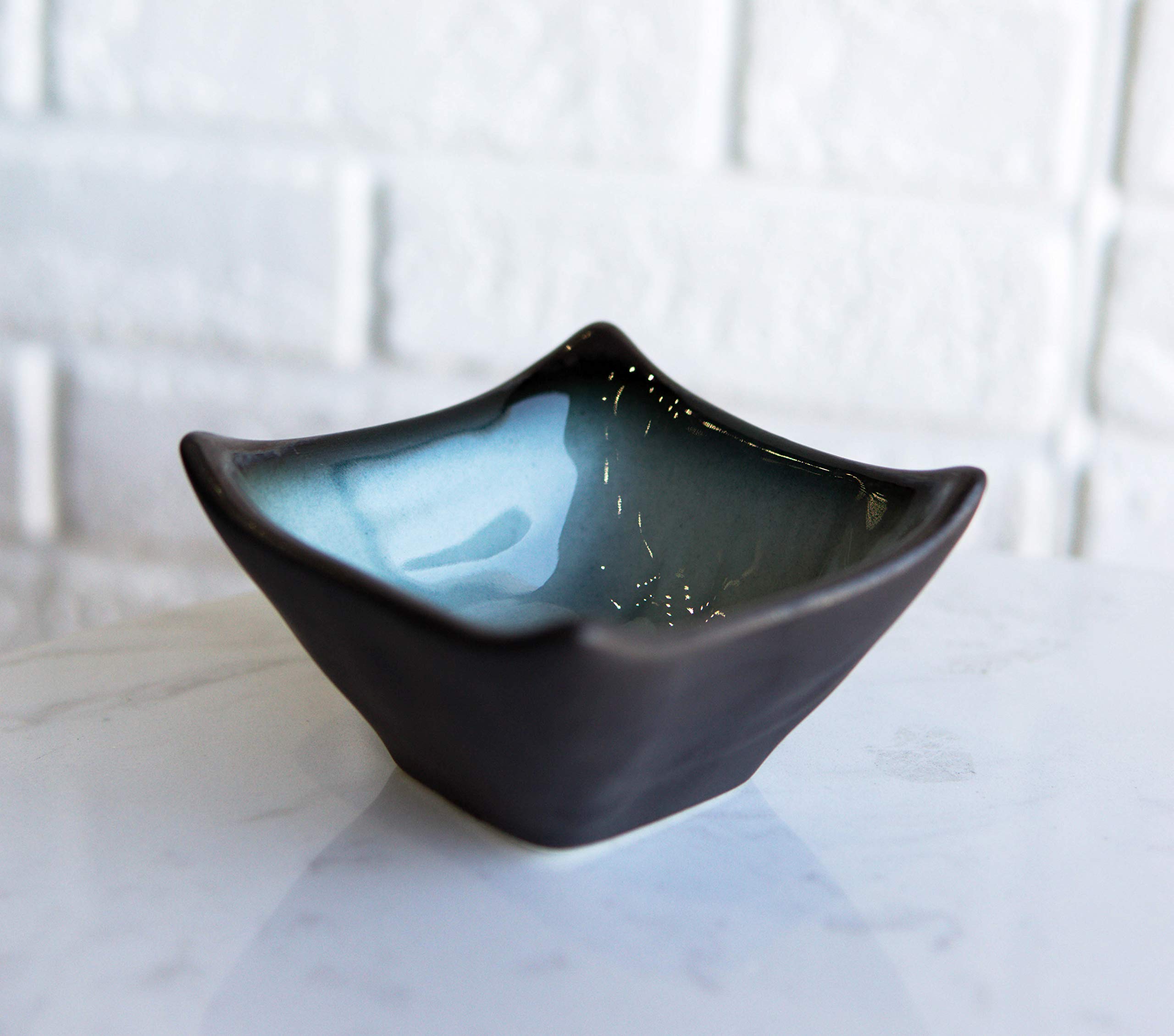 Ebros Aquamarine Porcelain Condiment Dishes - Zen Ocean Gradient for Restaurants & Home Use