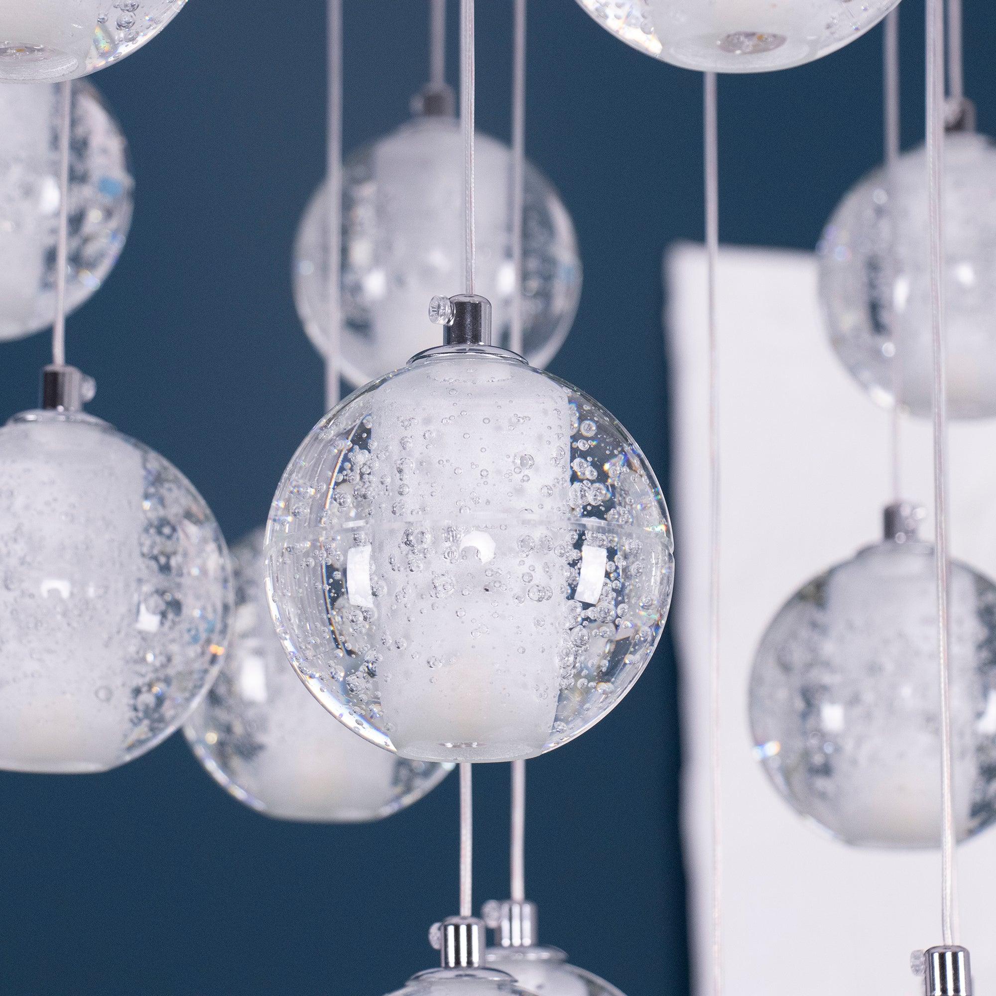 Elegant Ball Crystal Pendant Light - Modern Chandelier for Dining Room, Bedroom & Living Room Decor - Dimmable LED Hanging Light Fixture
