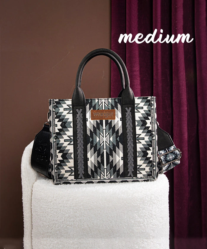 Wrangler Aztec Print Whipstitch Canvas Tote Bag Set - Stylish & Durable Handbag for Women, Perfect for Shopping, Beach & Everyday Use