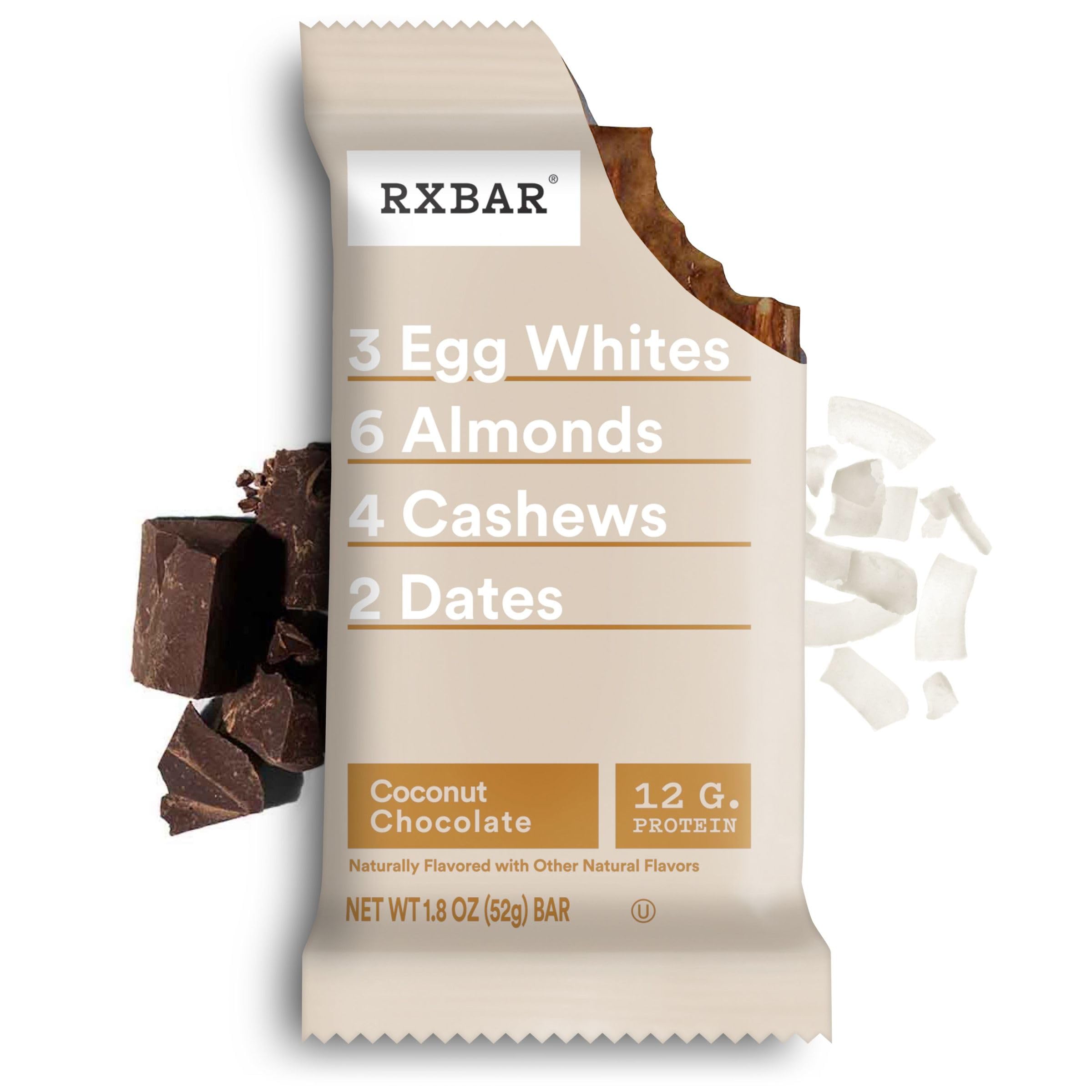 RXBAR Protein Bars - Coconut Chocolate Flavor, 22oz Box (12 Bars) | High Protein Snack for Workout Recovery, Healthy On-the-Go Breakfast & Travel Snacks